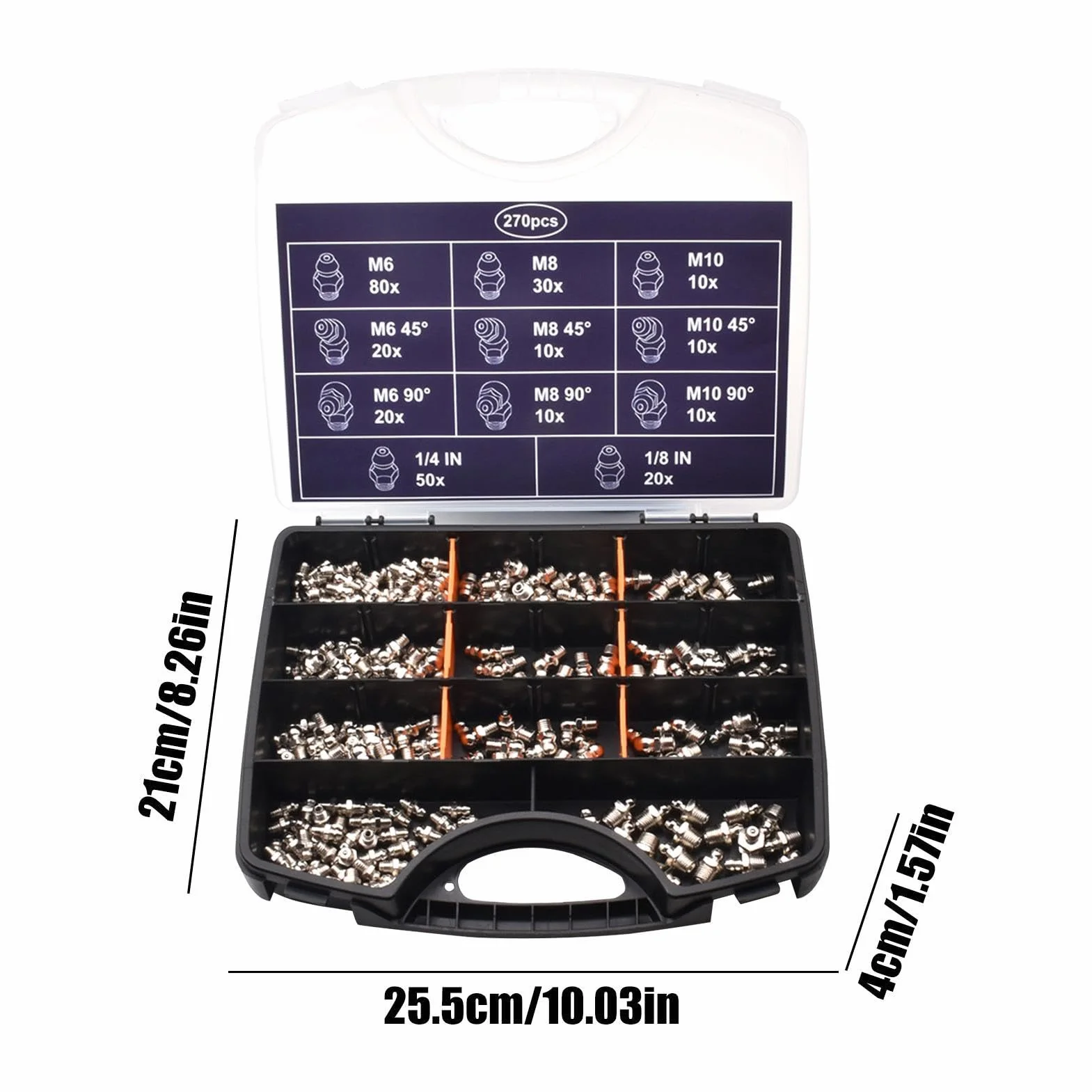 Surtido De Engrasadores Kit Galvanizado Industrial Cónico 270 Piezas Accesorios Lubricación Mecánica