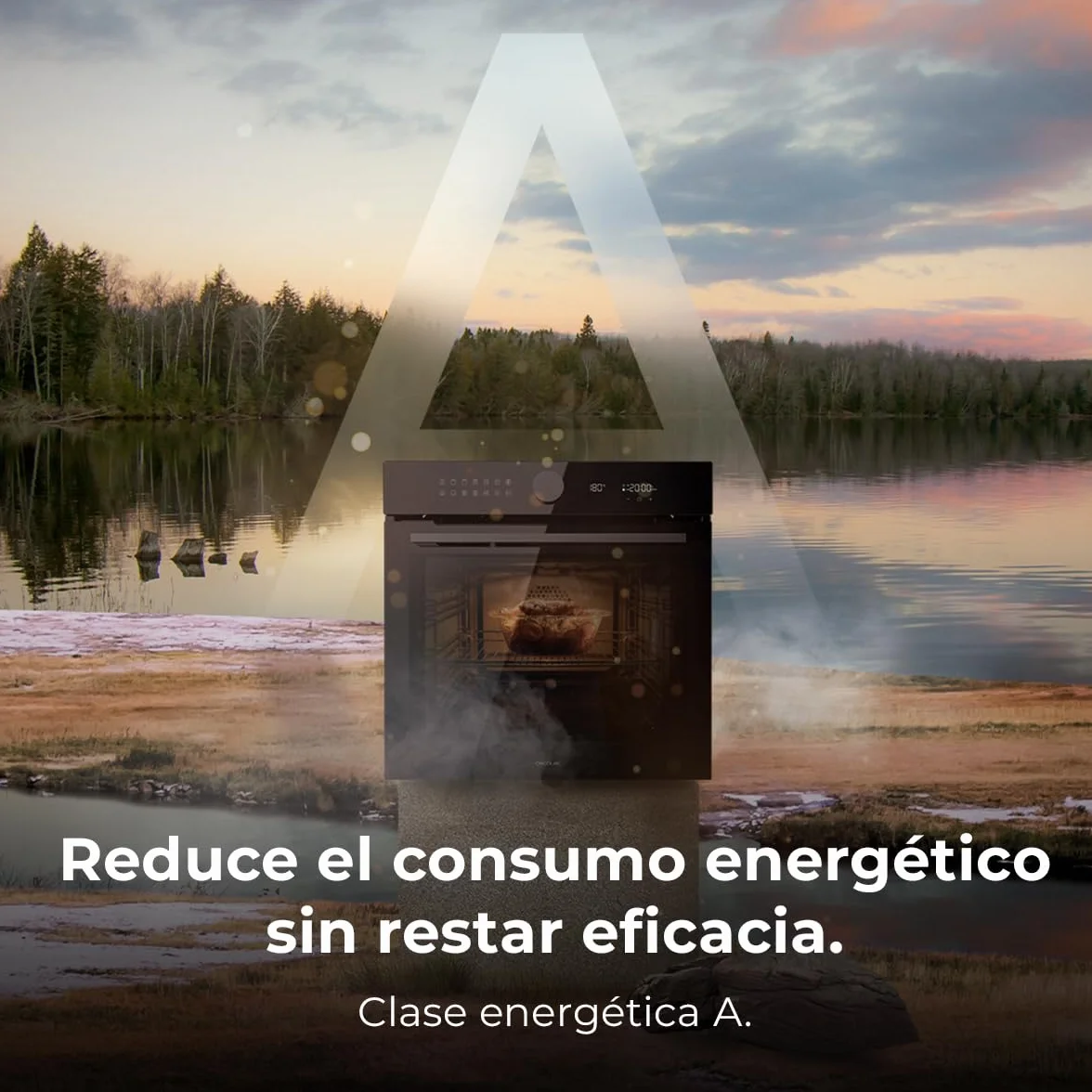 Cecotec Horno Integrable Pirolítico 73L Bolero Hexa P516000 Glass Black 3250W 14 Funciones Dual Display Airfryer Master Convección
