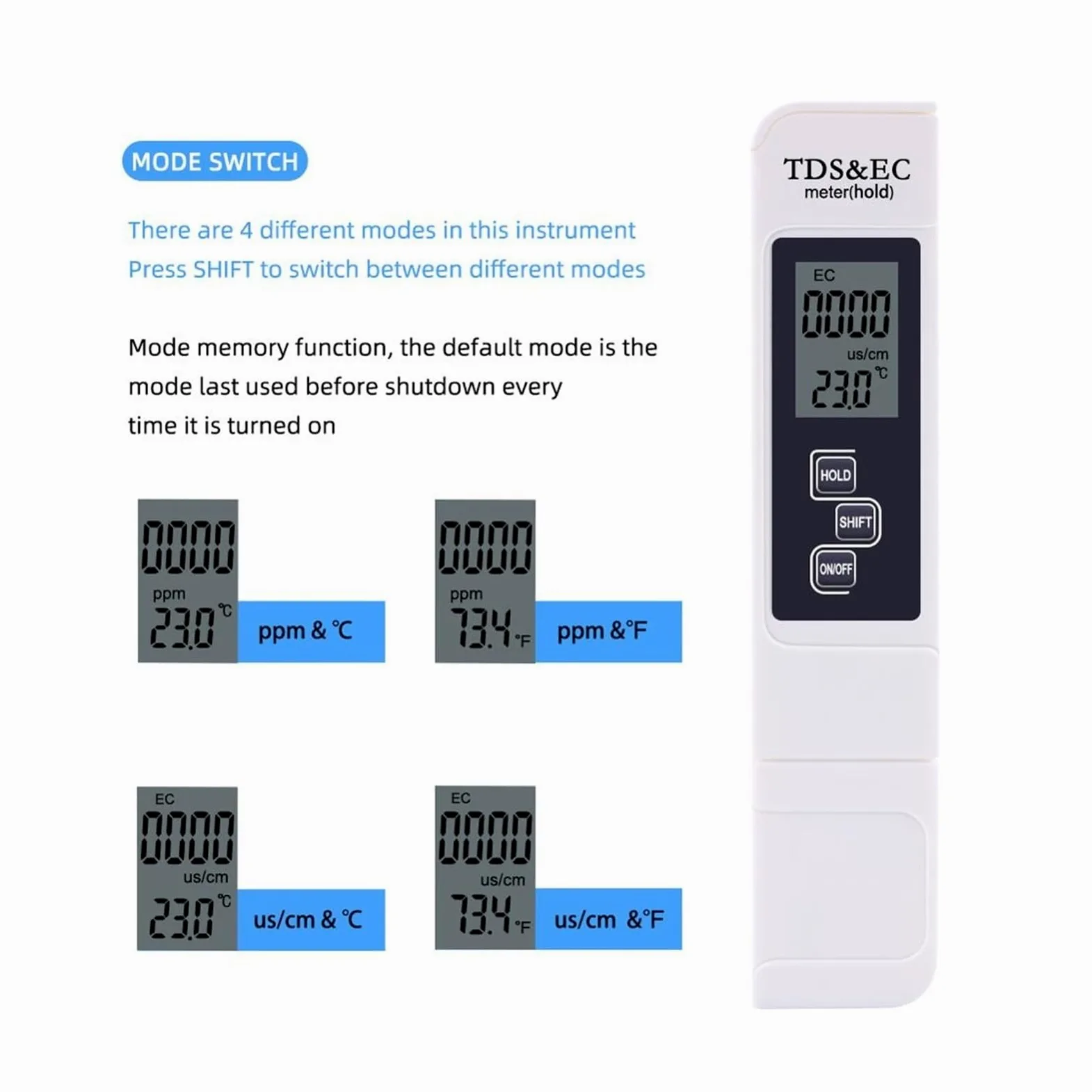 Probador de calidad del agua 10 unids/lote TDS Tester, medidor EC, medidor de conductividad, herramienta de medición de agua, función 3 en 1, 0-5000ppm, alta calidad para Agua Potable, Acuarios, etc.