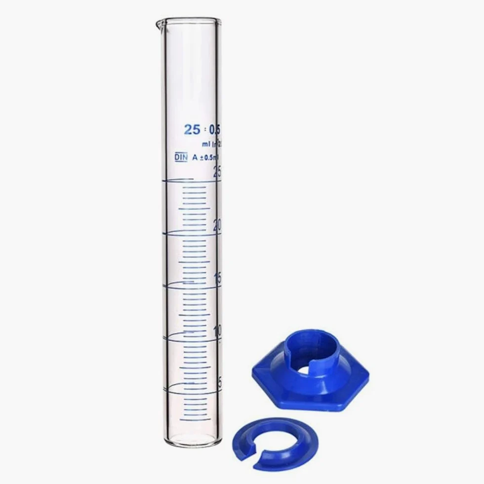 Probeta de Laboratorio para Ciencias, Juego de Cilindros graduados de Vidrio de borosilicato con Cepillo, 5-250 ml(10 pcs 25ML)