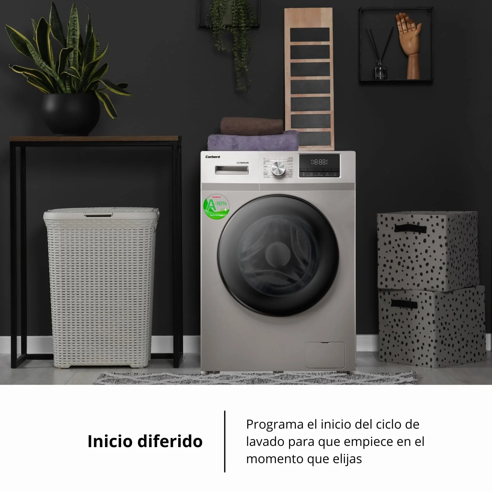 Corberó Lavadora Carga Frontal CLT805XVIN 8 Kg 1400 Rpm Inverter 16 Programas Vapor Antialérgico Inox
