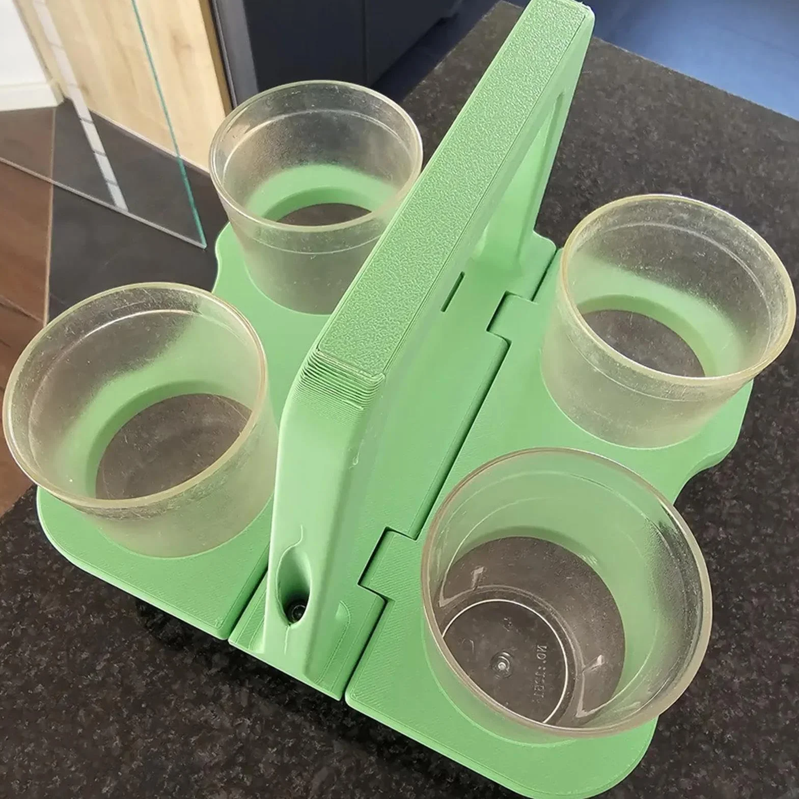 Porta bebidas portátil, soporte para 4 compartimentos para café y refrescos, cesta reutilizable para barbacoas y cenas familiares