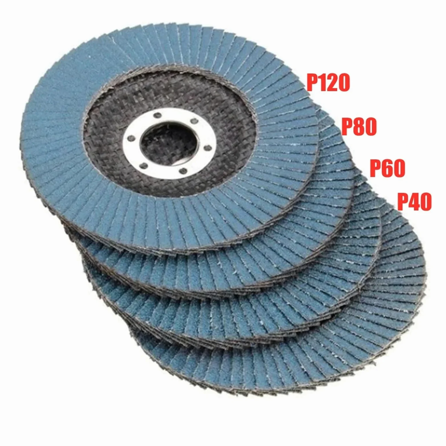 Disco de lijado for amoladora angular de 125mm y 5 ", herramienta abrasiva de madera y plástico de Metal, discos de aleta for muelas de grano 40/60/80/120(5pcs grit 40)