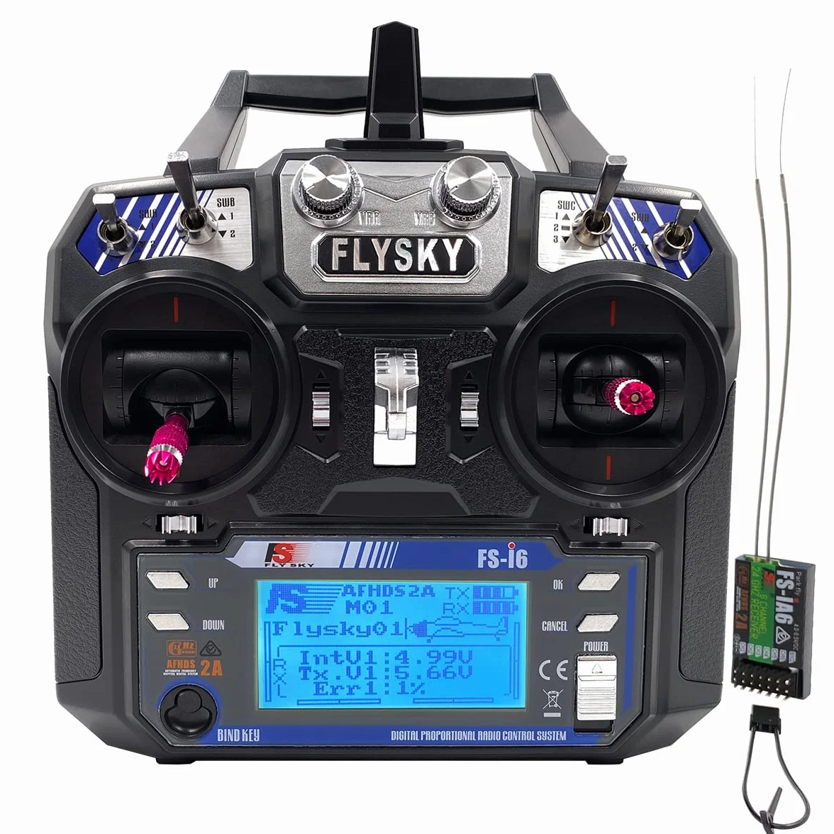 Flysky FS-i6 6 Canales Transmisor RC y Receptor FS-iA6 2.4GHz inalámbrico para Aviones y Helicópteros RC