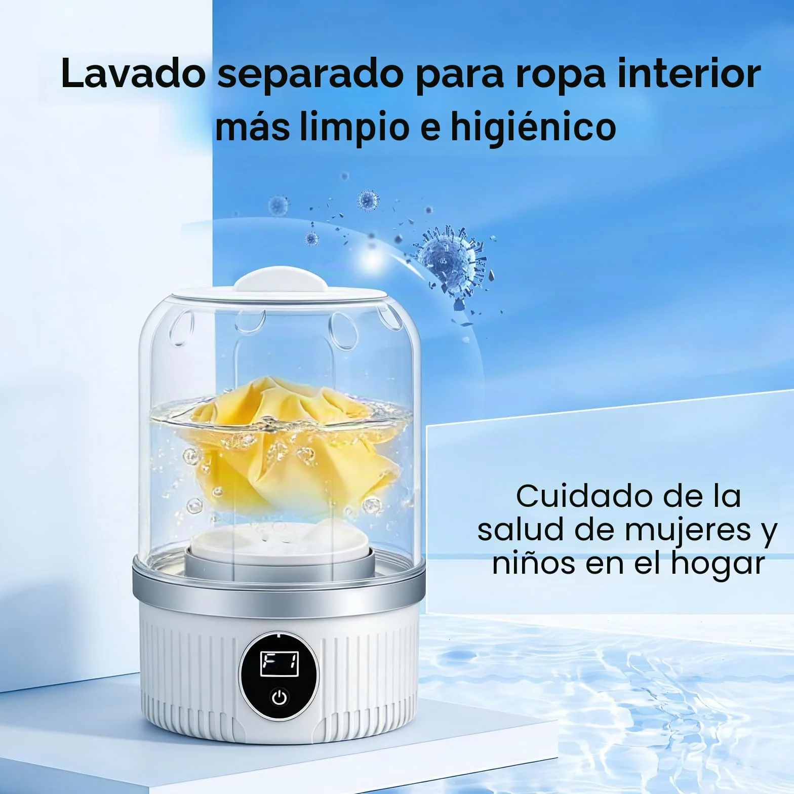 Lavadora mini portátil inalámbrica recargable, taza de lavandería para sujetador y ropa interior, calcetines blanco