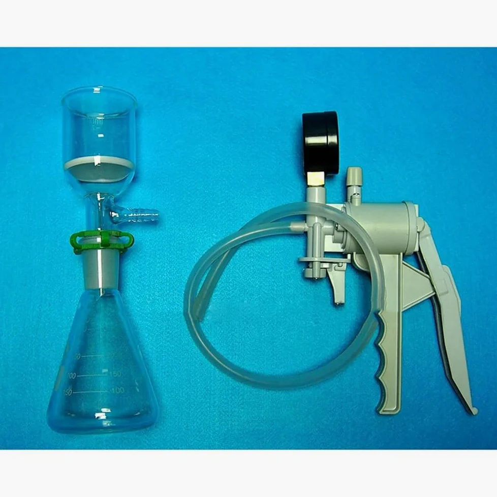 Instrumentos y Equipos de Laboratorio Kit de matraz Erlenmeyer de vidrio de 250 ml y embudo de 150 ml con asa y bomba de vacío