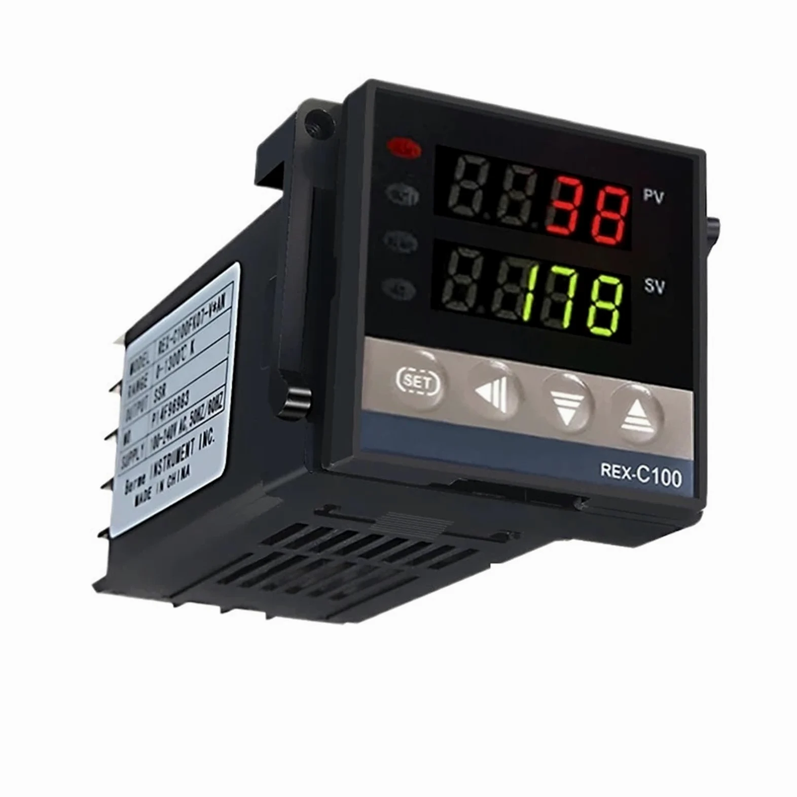 Alarma REX-C100 110V a 240V 0 a 1300 grados Kits de controlador de temperatura PID digital con sensor de sonda tipo K(2pcs SSR-25DA)
