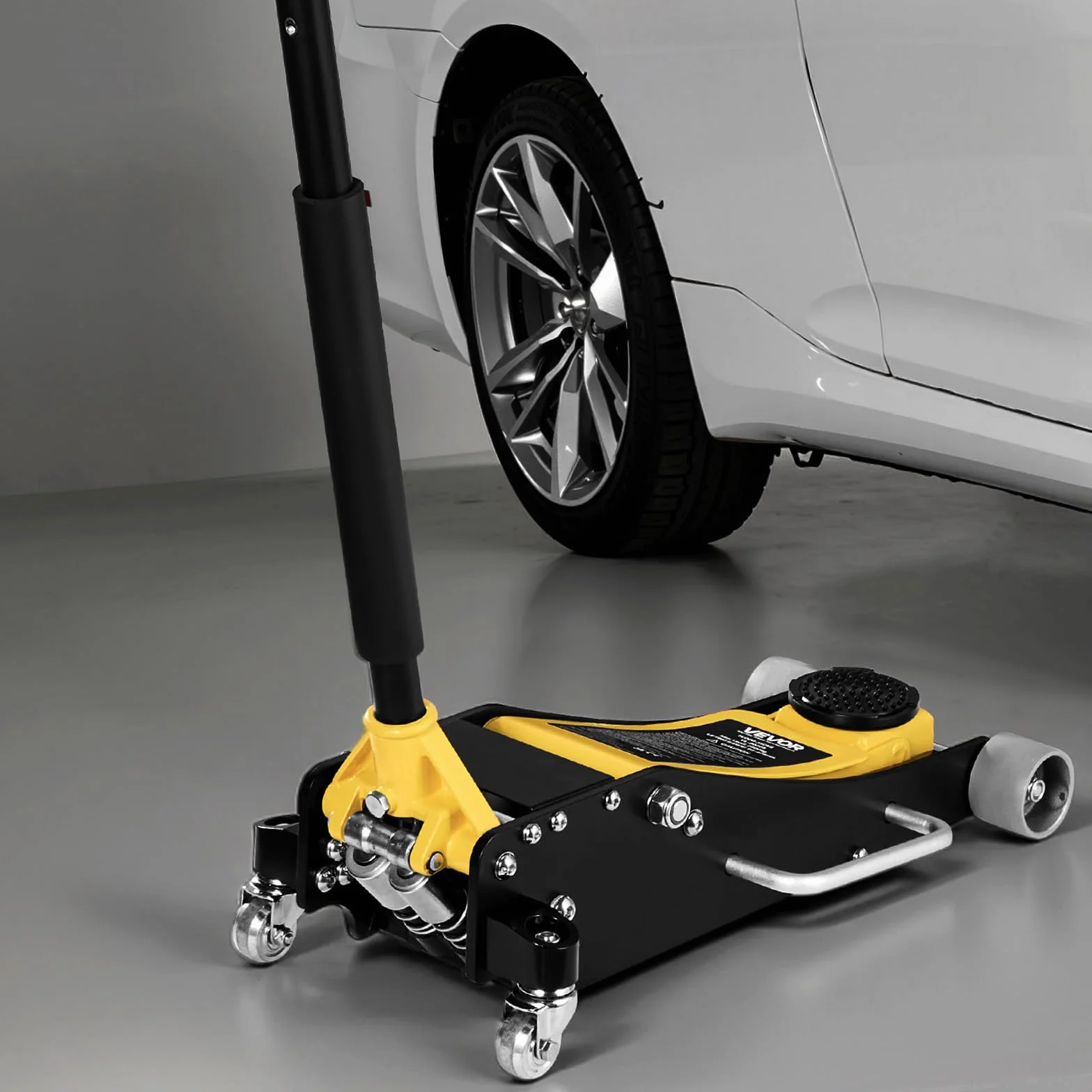 VEVOR Gato Hidráulico de Perfil Bajo Capacidad de 2,5 T, Gato de Acero para Coches, Bomba de Elevación Rápida de Pistón Doble, Rango de Elevación de 9,5 a 47,5 cm, para Automóviles, Vehículos