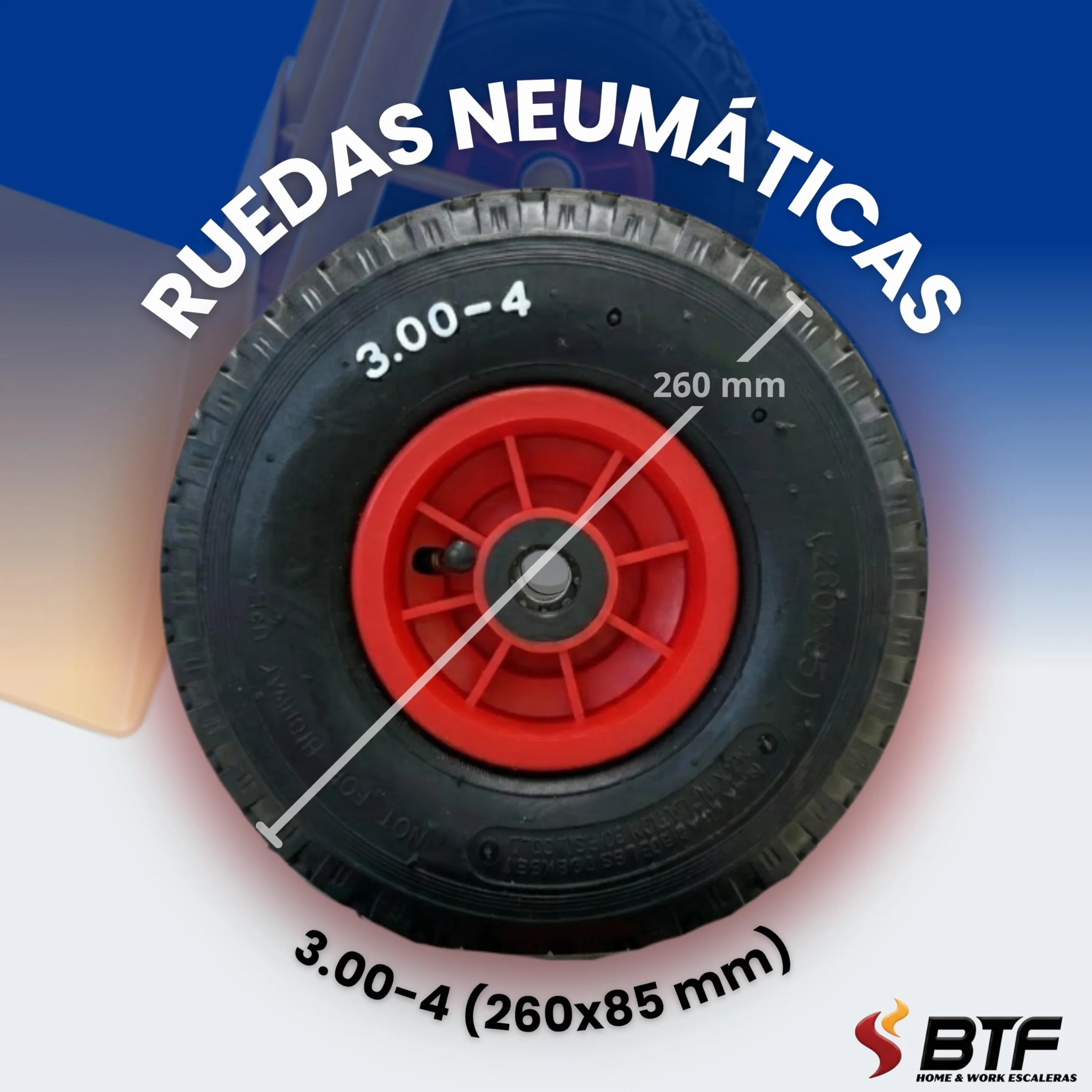 BTF Carretilla de Mano Profesional 300kg Ruedas Neumáticas Carro Transporte