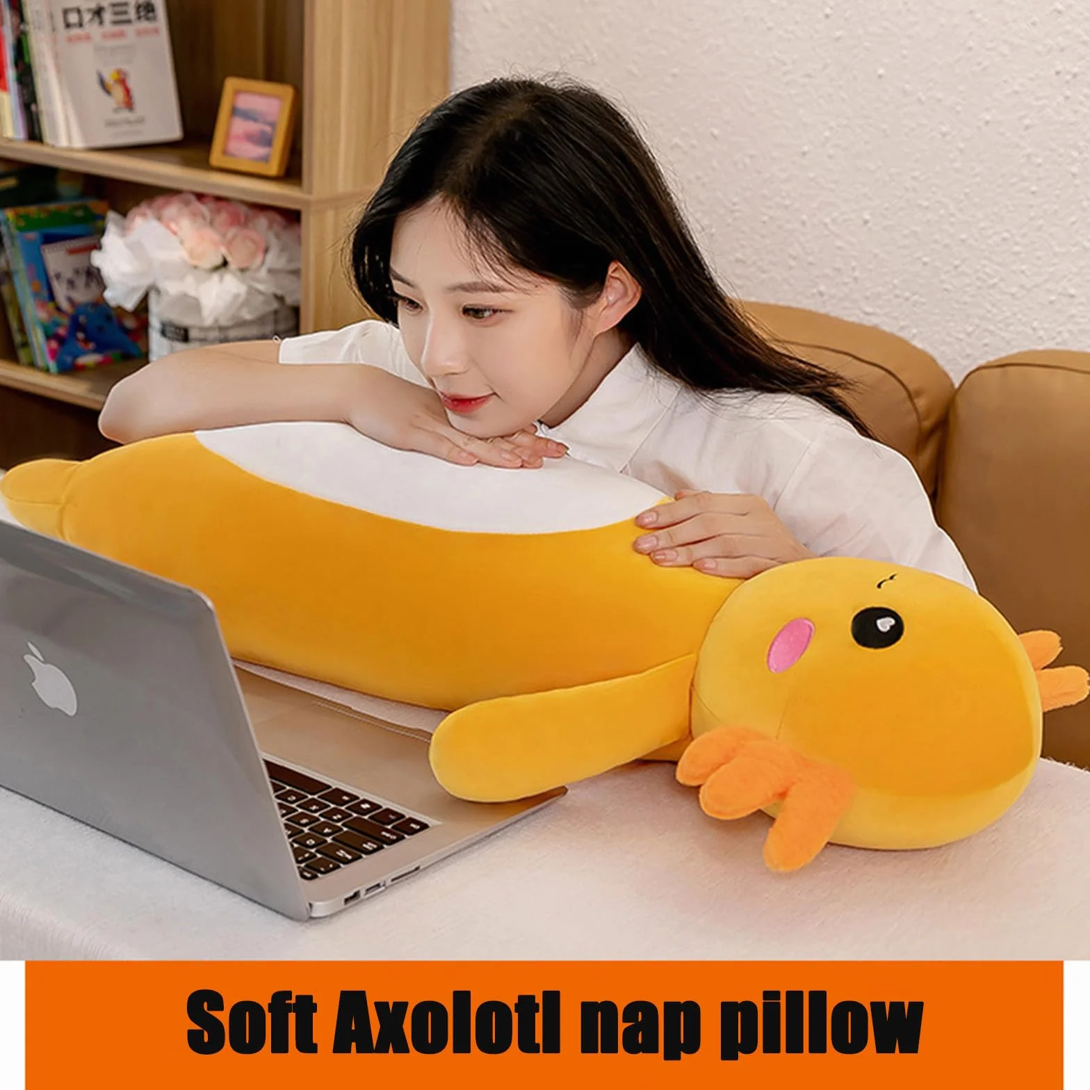 Axolotl Largo Almohada de Felpa Suave Peluche 65cm Rosa