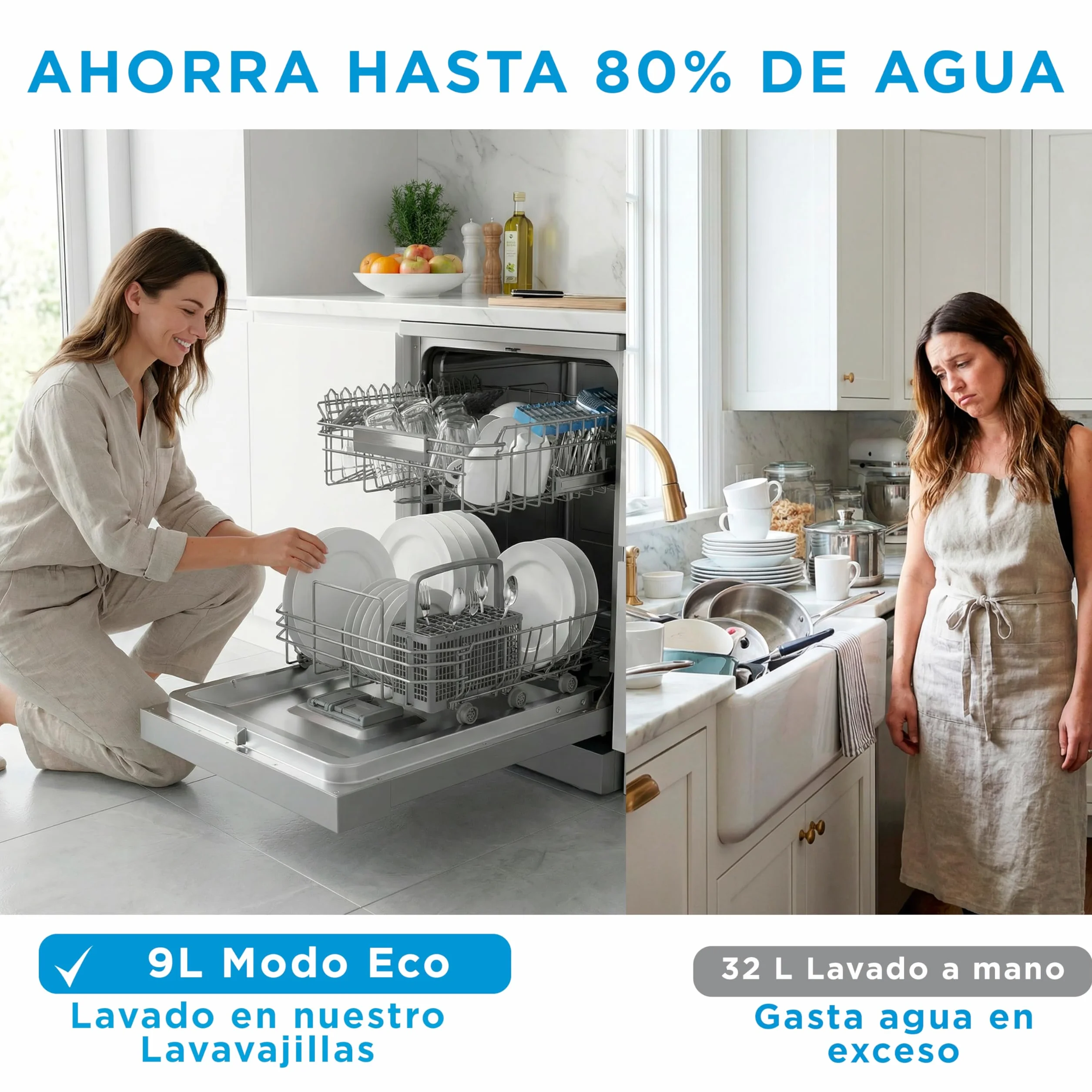 Midea Lavavajillas 45 cm Inox 10 Servicios 8 Programas Lavaplatos Libre Instalación Compacto Integrable