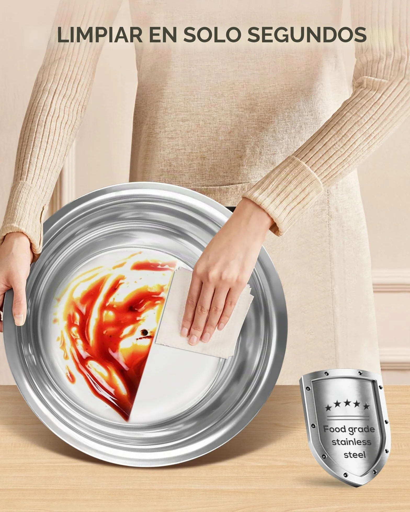 Oro Chafing Dish Buffet Set 5L Acero Inoxidable 2 Recipientes Calientes para Catering