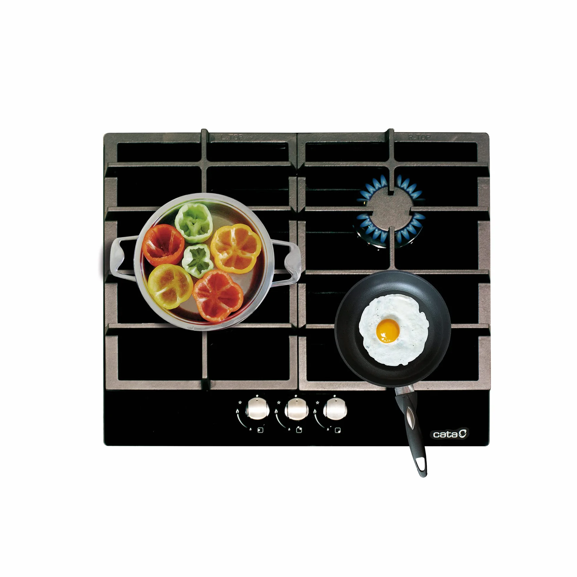 Cata LCI 6021 BK Encimera de Gas Natural 3 Quemadores Encendido Eléctrico 58 cm Negro