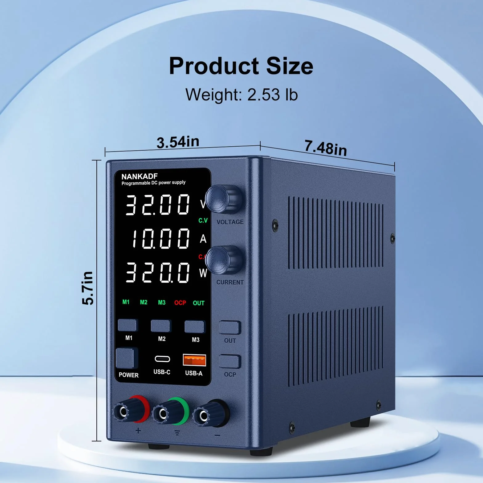 Fuente de Alimentación Ajustable 0-30V/0-10A, DC Fuente de Alimentación Regulada de Alta Precisión de Laboratorio Pantalla LED de 4 Dígitos,con Control de Codificador y Memoria de Datos