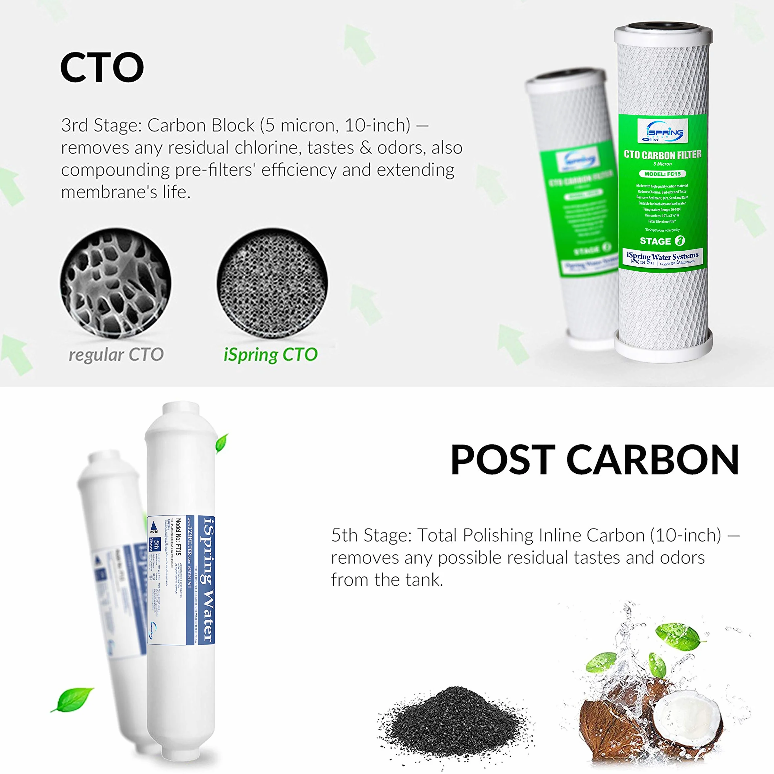 iSpring RCS5T 500 GPD Sistema de Filtro de Agua RO de Ósmosis Inversa de Grado Comercial Sin Tanque Con Relación de Drenaje 1: 1, Manómetro