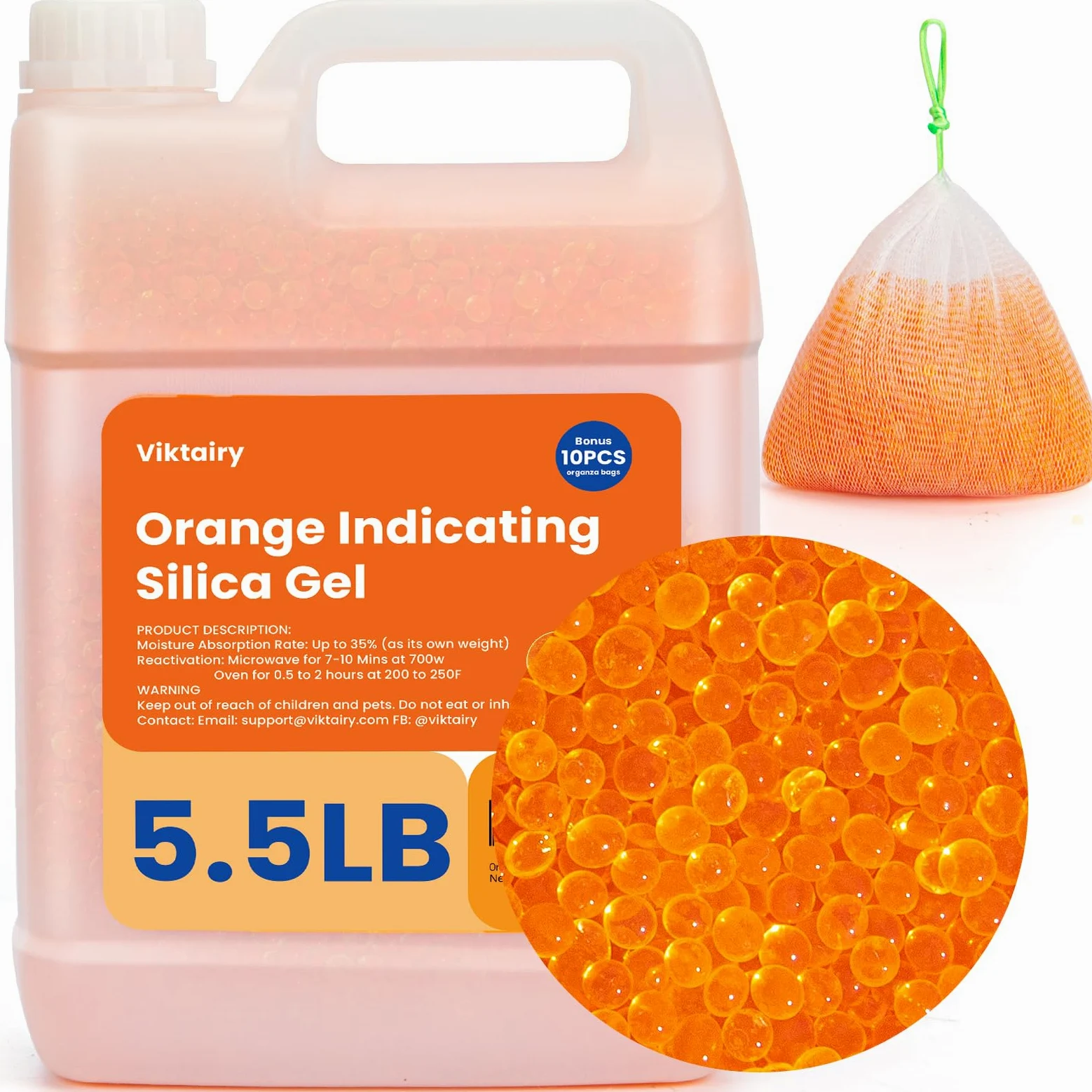abalorio desecantes de gel de sílice naranja (2,5 kg)