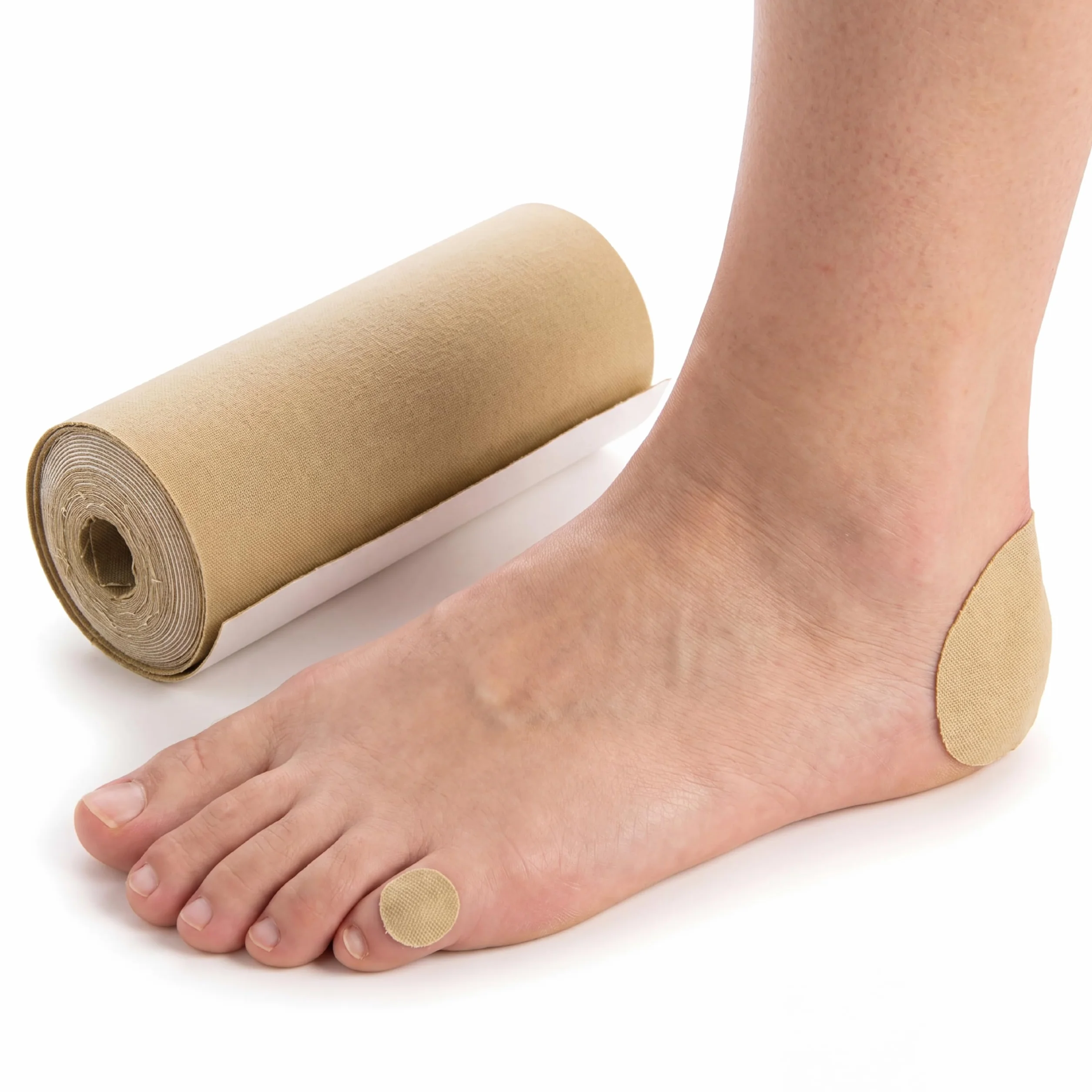 KMINA Rollo Moleskin Beige, Acolchado Adhesivo Recortable para Pies y Calzado, Algodón 100% Terciopelo, 3 m x 25 cm