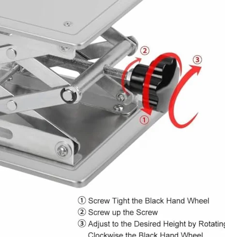 Mesa de elevación de laboratorio de acero inoxidable, gato de laboratorio portátil ajustable con control de altura para cargas de 5 a 25 kg, plataforma de 300 x 300 mm para un fácil movimiento y