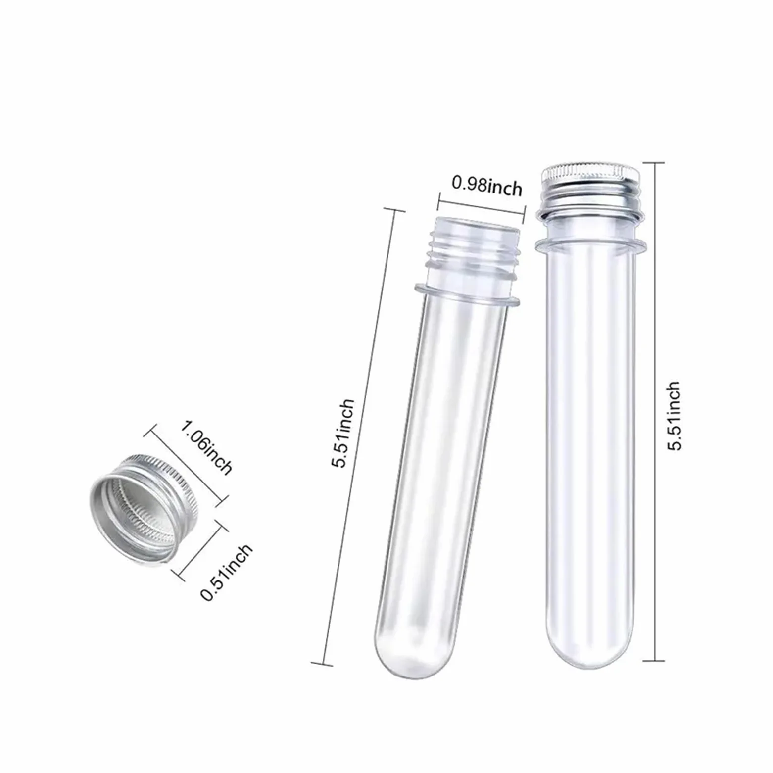 MENGKE 50 tubos de ensayo de plástico transparente con tapas, 40 ml, for experimentos científicos, fiestas, decoración del hogar y almacenamiento de dulces.