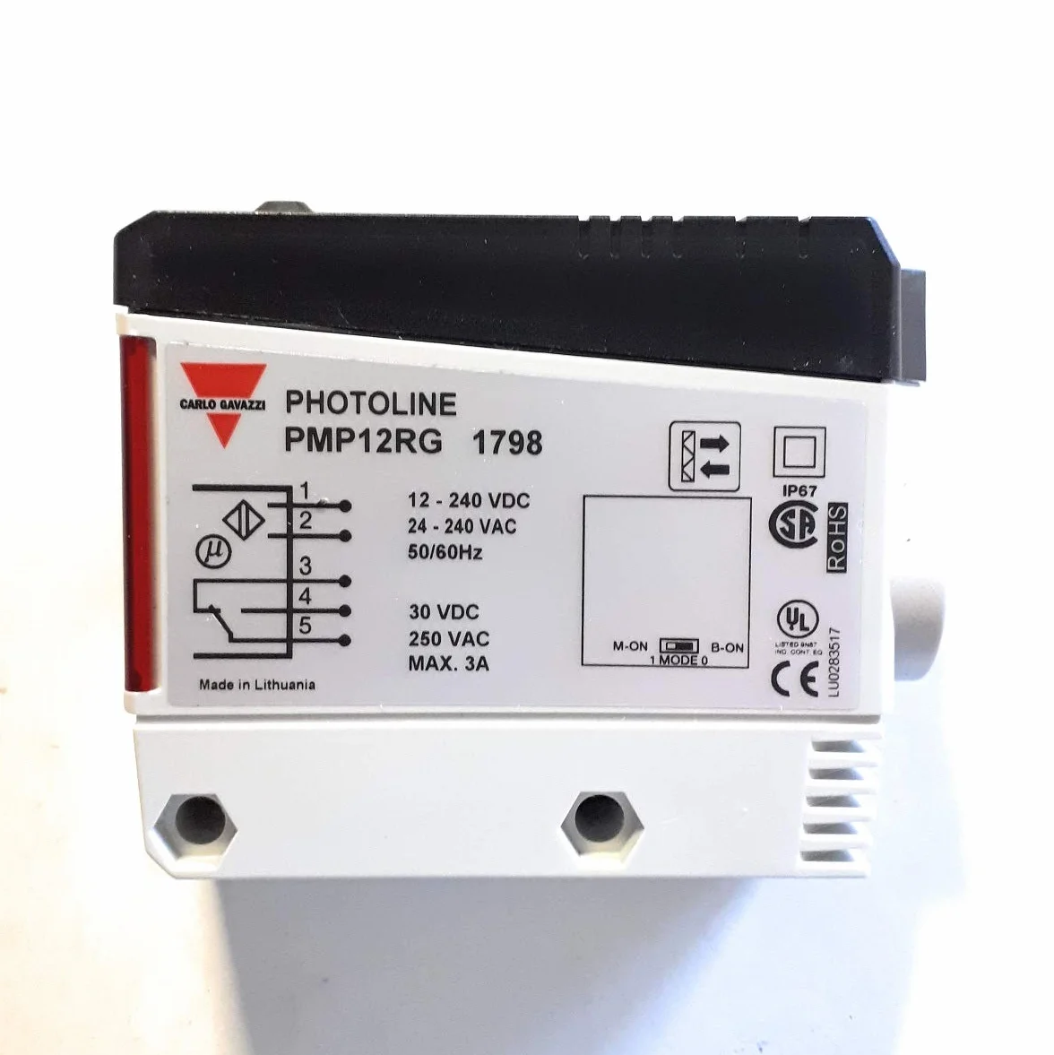 PMP12RG | CARLO GAVAZZI PHOTOELECTRIC SENSOR, RETROREFLECTIVE, 12M RANGE, 12-240VDC/24-240VAC NO/NC, PG13.5