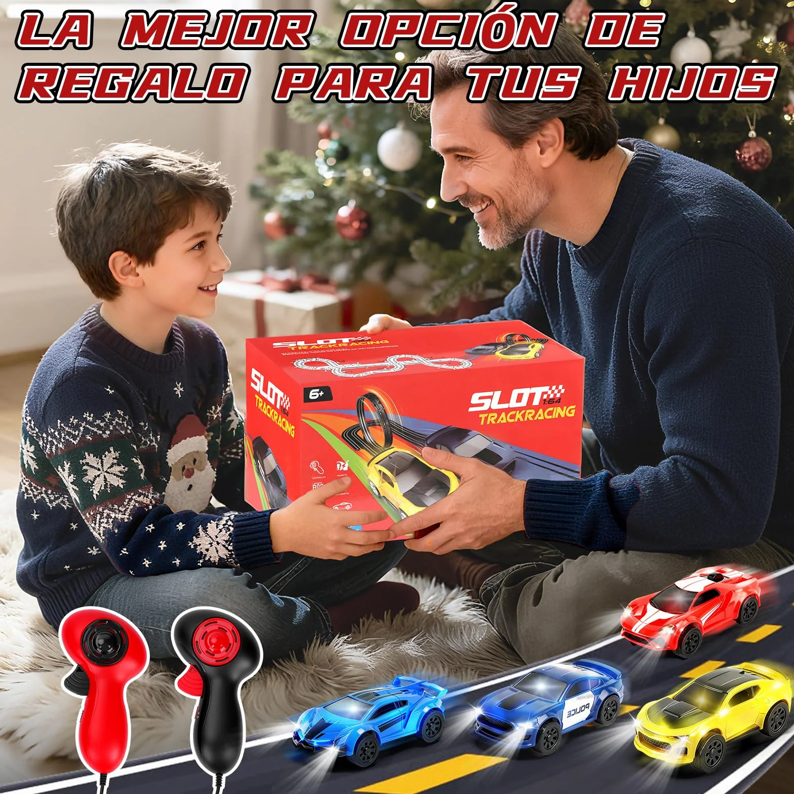 JONRRYIN Pista Carreras Electrica 1:64 Coches Niños Control Remoto Bucle 360° Extralargo Circuito Coche 3+ Años