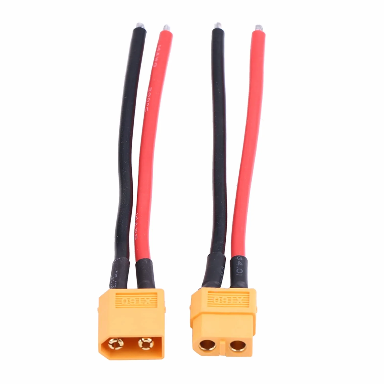 Xt60 Pigtail Macho y Hembra Enchufe 2 Piezas 14AWG Cable de Silicona para Conexiones de Batería RC