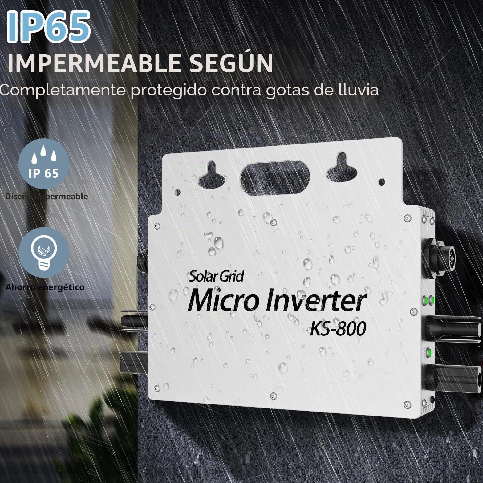 Inversor PV de 800 W, IP65, Resistente al Agua, Inversor Solar con Aplicación WiFi para Plantas de Balcón, Microinversor para 2 Paneles Solares, Inversor de Energía para Hogar