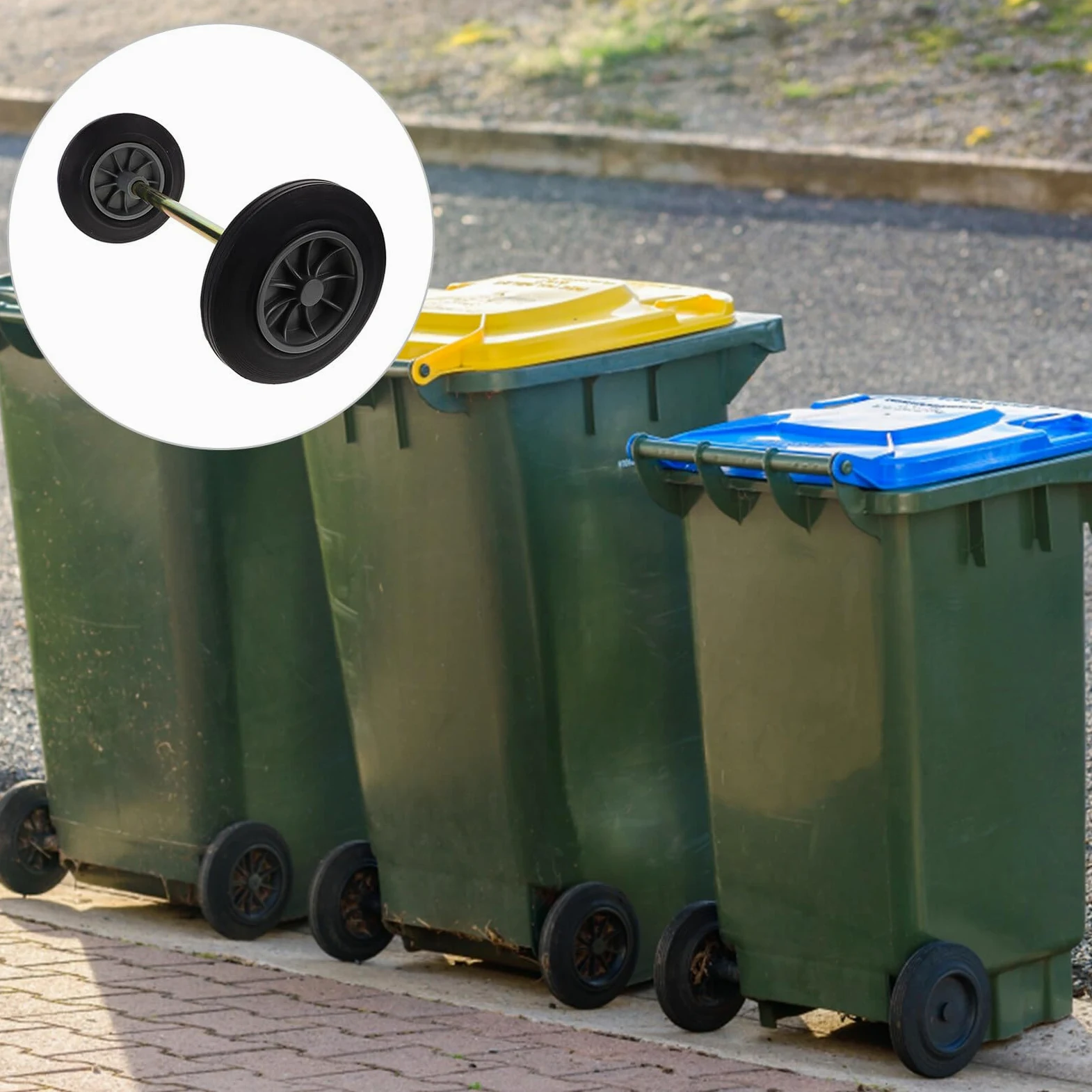 ABOOFAN Rueda de Repuesto de Goma para Bote de Basura Galón Diseño Grueso y Eje Reforzado para Fácil Movimiento en Sistemas de Saneamiento