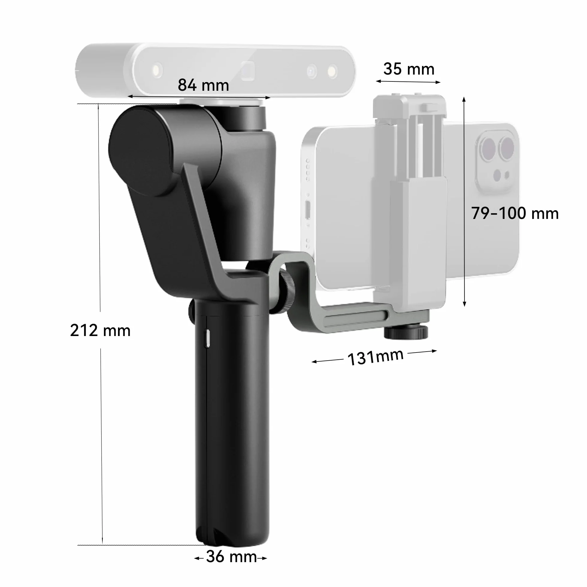 Revopoint Estabilizador Portátil para Escáner 3D POP3, INSPIRE, MINI, RANGE, con Giroscopios de Alta Precisión, Sistema Antivibración y Ejes Motorizados