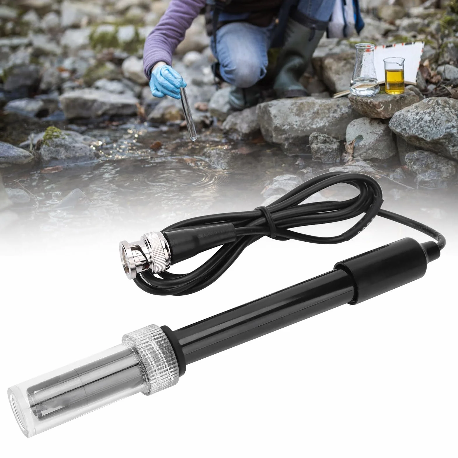 Sonda PH Piscina Salina 0-14 Electrodo Medidor de Calidad del Agua con BNC para Acuarios