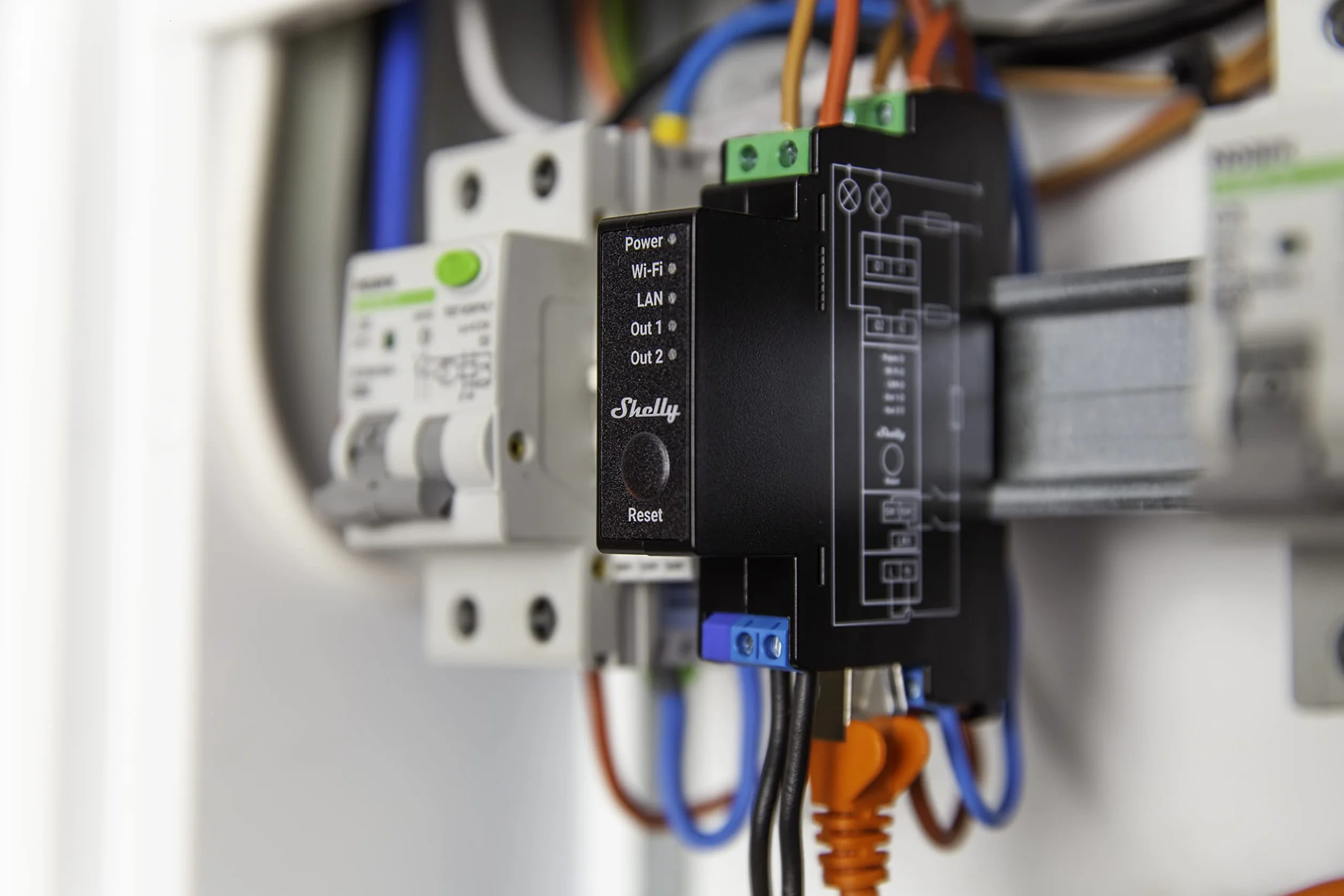 Shelly Pro 2PM, Relé inteligente wifi, LAN, Bluetooth, 2 canales, carril DIN, profesional