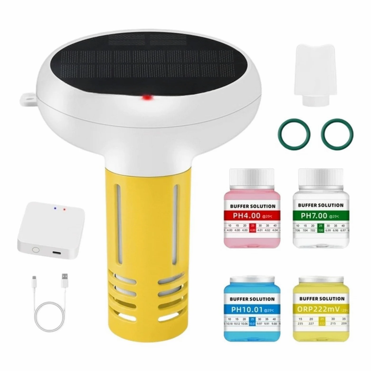 Monitor inteligente de calidad del agua 7 en 1 para Tuya, probador digital de temperatura de conductividad ORP de pH para piscina, spa de agua salada, control de aplicación en tiempo real (A)