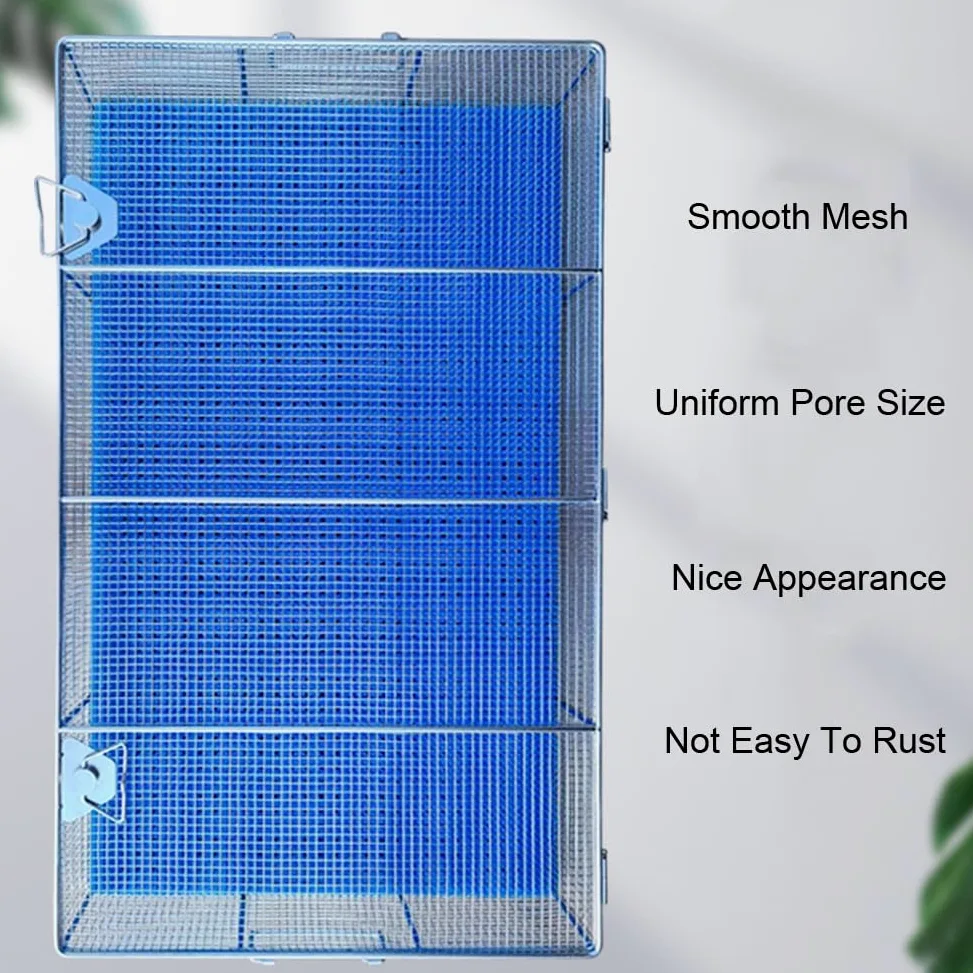 Cestas de esterilización Bandeja de esterilización de Acero Inoxidable Caja de Bandeja de Autoclave de Alta Temperatura con tapete de Silicona (Size : 25 * 25 * 7cm)