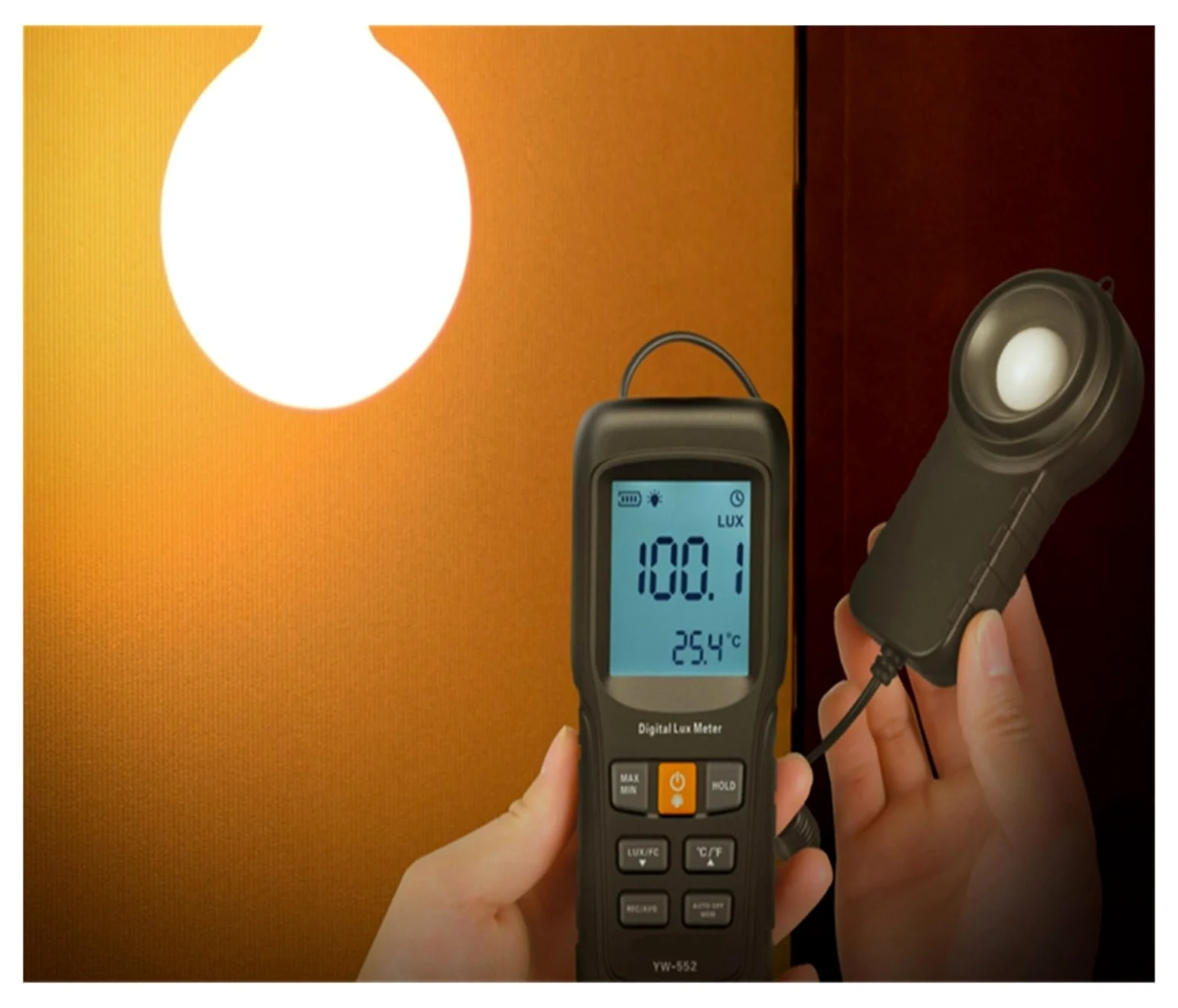 Espectrofotómetro, Medidor De Iluminómetro De Medidor De Luz YW-552 0~200000Lux Medidor De Luz Digital Iluminómetro De Medidor De Luz Lux
