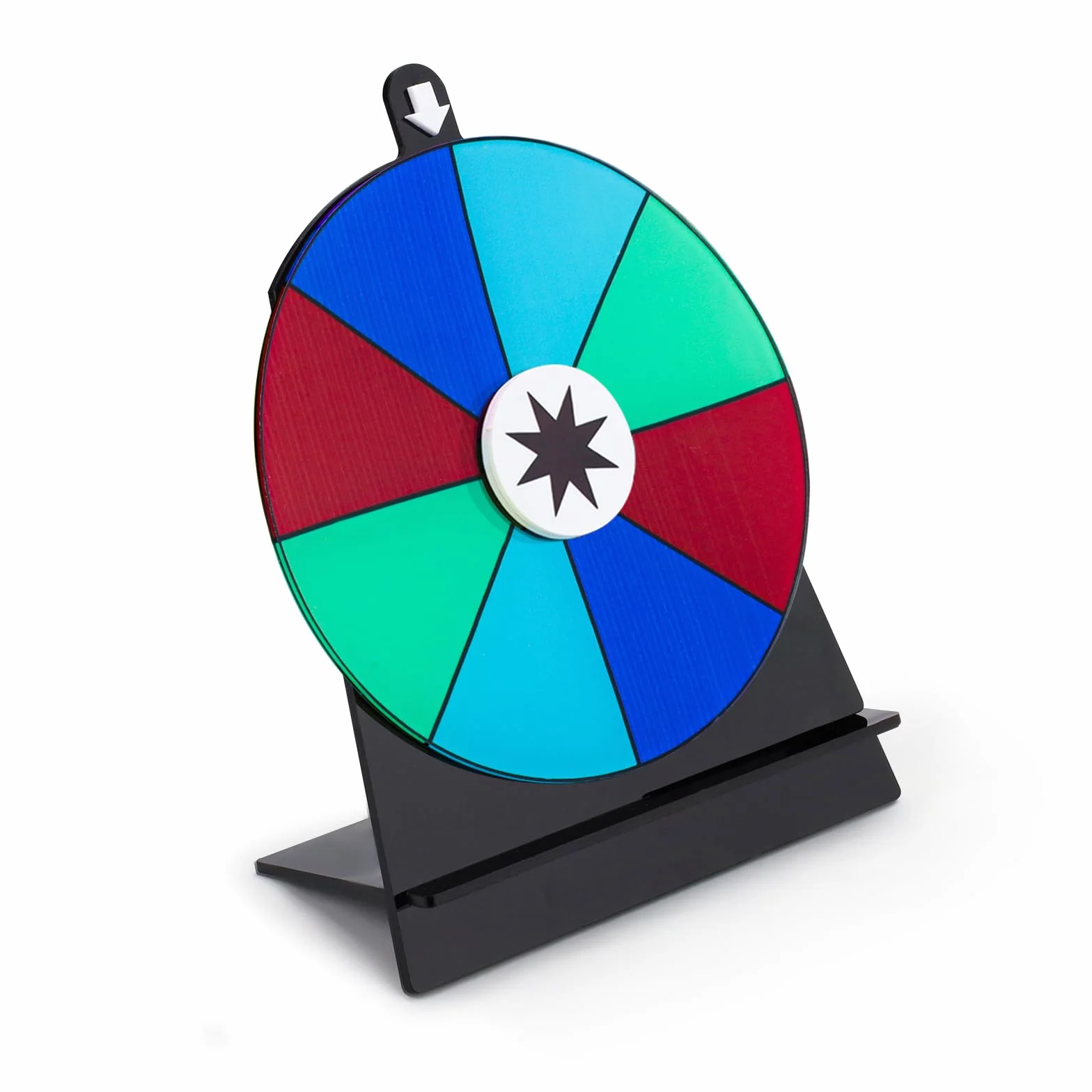 Rueda giratoria de 15 cm, ruleta de mesa de colores con soporte, juego de giro de la fortuna para fiestas, 8 ranuras