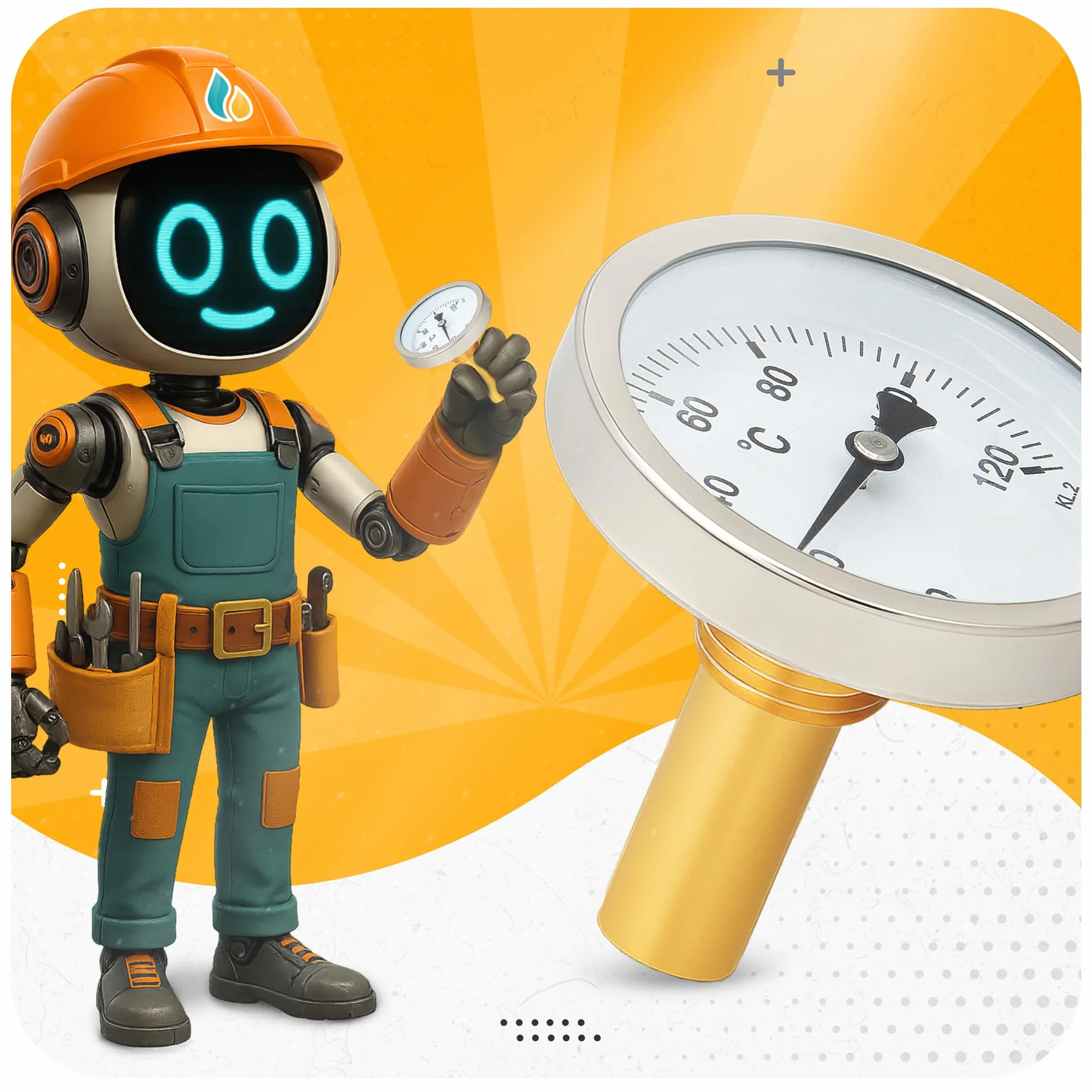 Termómetro Bimetálico de Contacto 1/4'' 40 mm 0-120°C Axial para Calderas