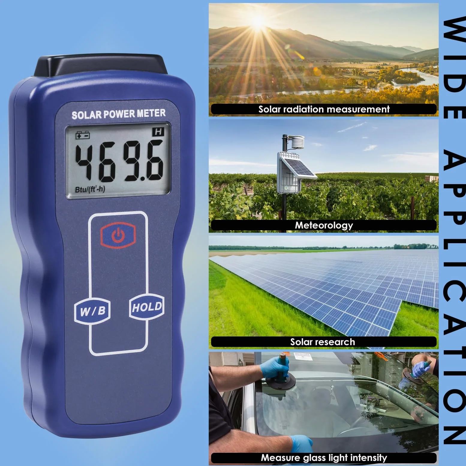 Medidor de corriente solar digital, medidor de radiación solar para probar la energía solar, transmitómetro solar para medición meteorológica solar