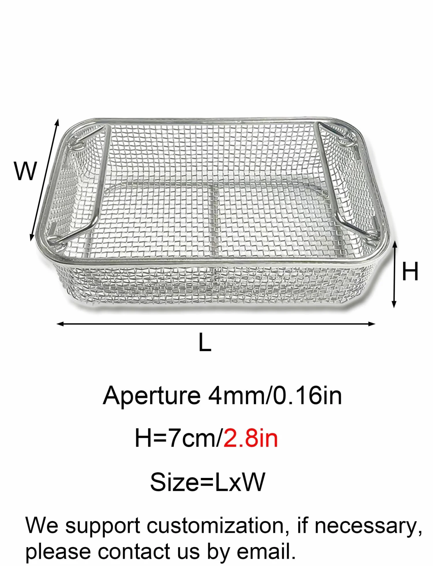 Bandeja de esterilización de malla de acero inoxidable perforada para instrumentos dentales, organizador de laboratorio