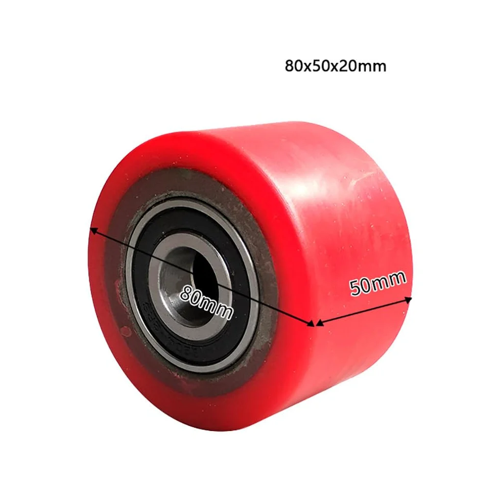 Rueda de tambor de carga de nailon, rodillos for transpaleta, juego de 2 con rodamiento 6204 integrado de 20 mm de diámetro, ruedas de poliuretano PU de alta resistencia, accesorios for montacargas hi