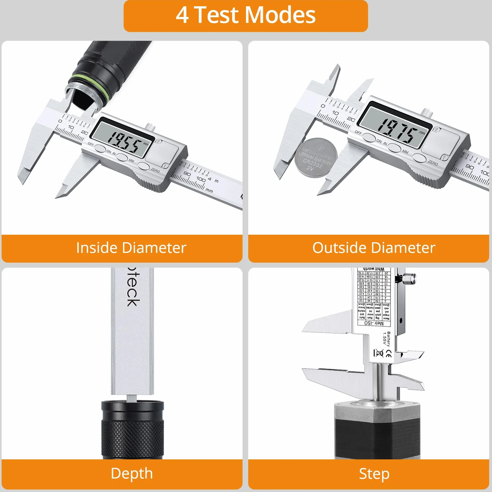 Neoteck Calibre Digital 100 mm Acero Inoxidable inch/mm Herramienta Medición