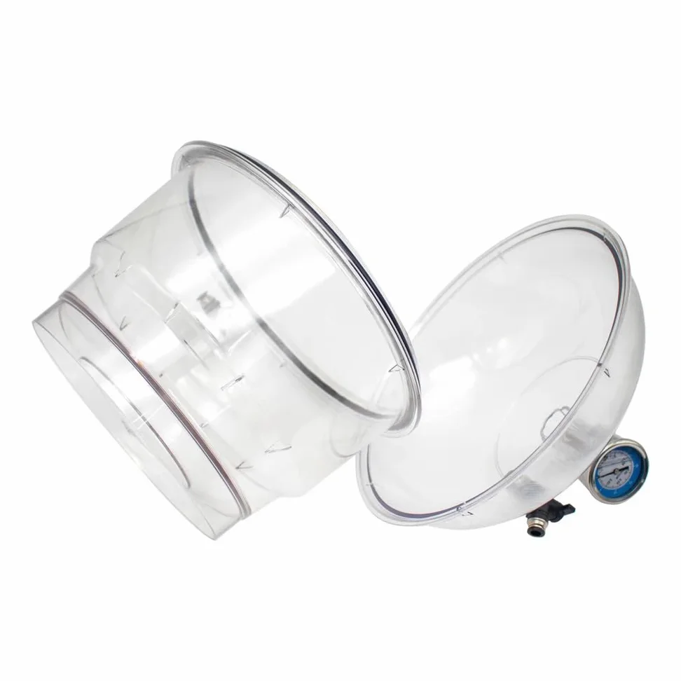 Secador De Vacío De Plástico De Policarbonato De 150 Mm, Válvula Doble De Almacenamiento De Desecador De Laboratorio Con Manómetro