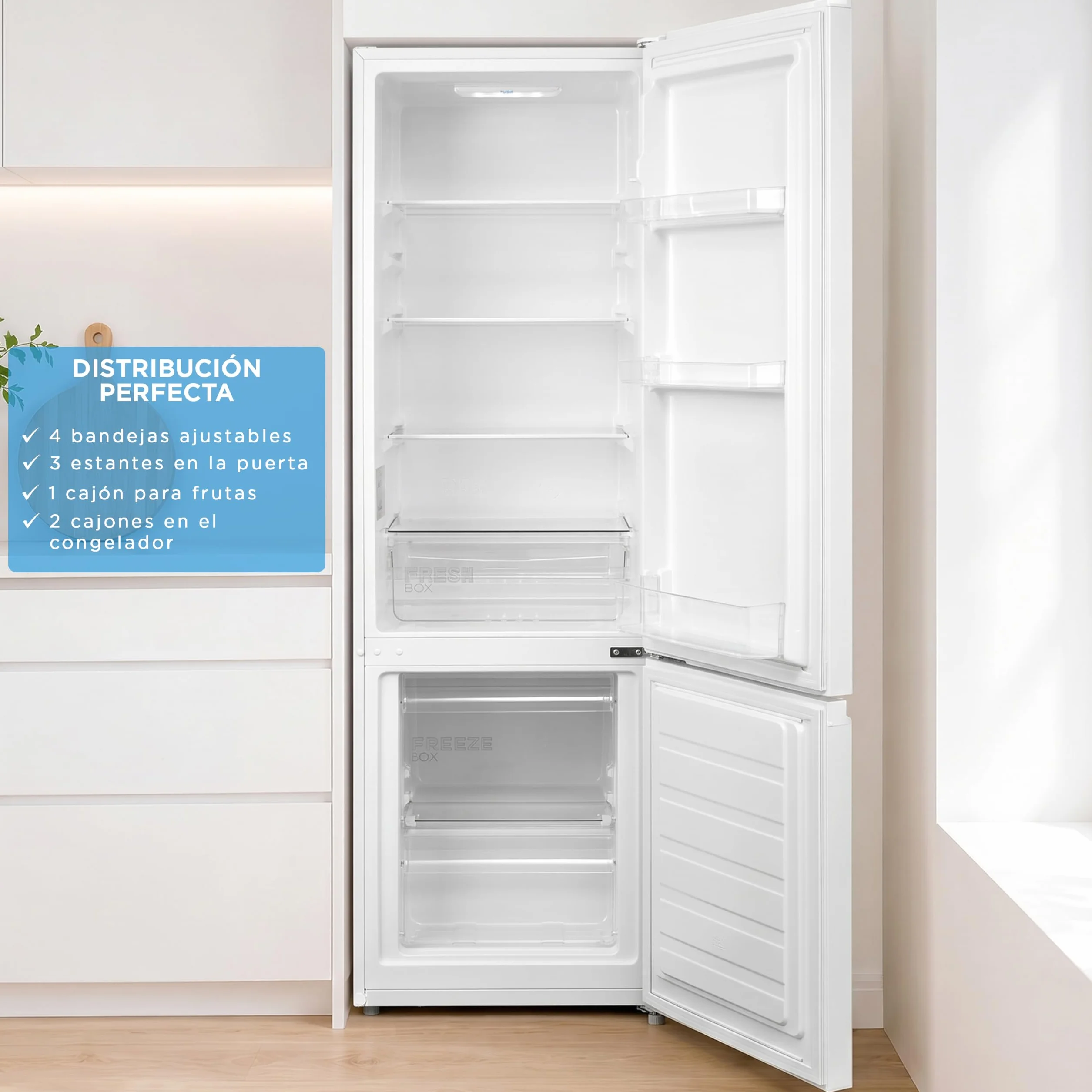 Midea Frigorífico Combi Blanco 262 L 55x177 cm Congelador 65L Low Frost Nevera Combi