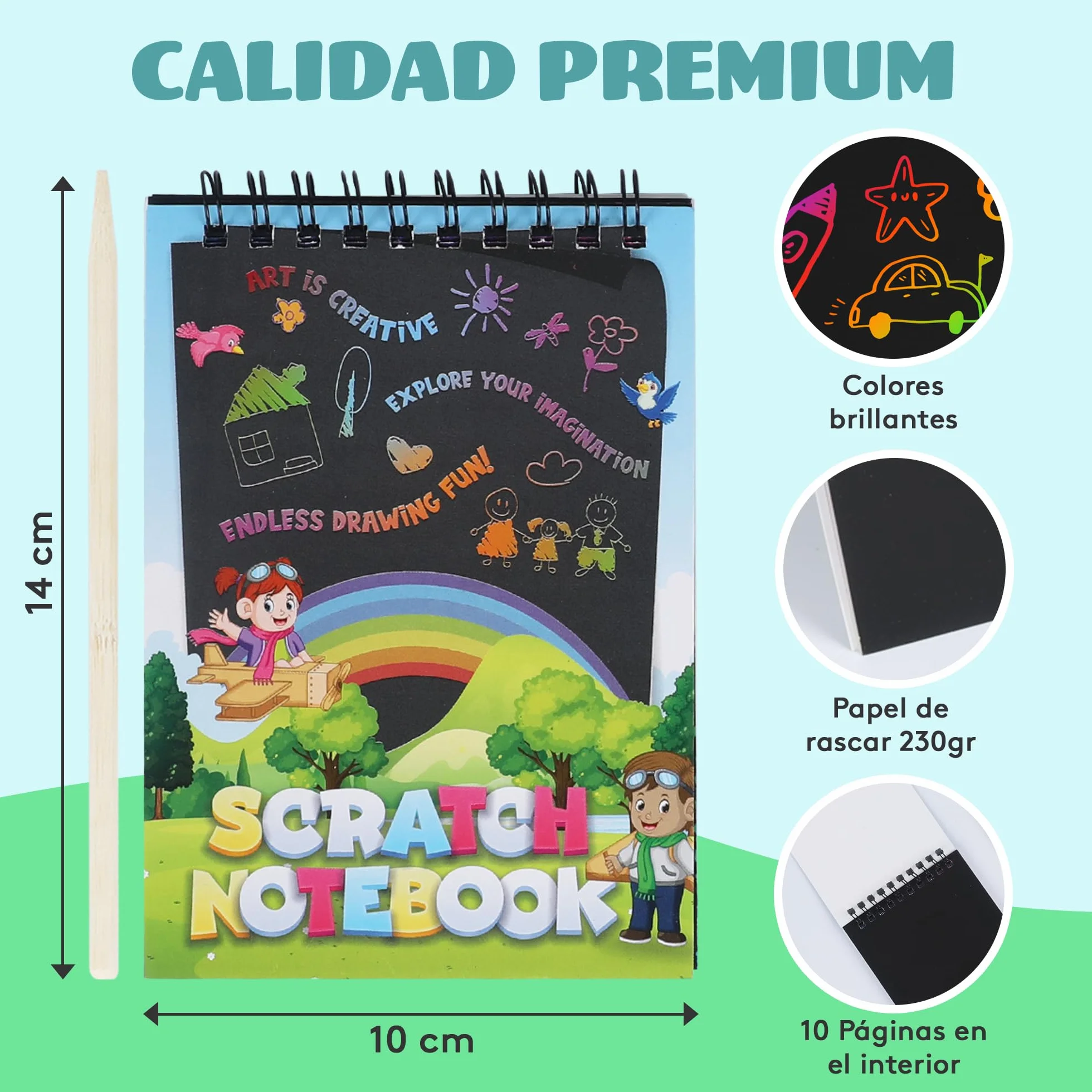 25 Pack Regalos Cumpleaños Niños Colegio - Libretas Scratch Art Manualidades Dibujo Papel Rascar 4-8 Años