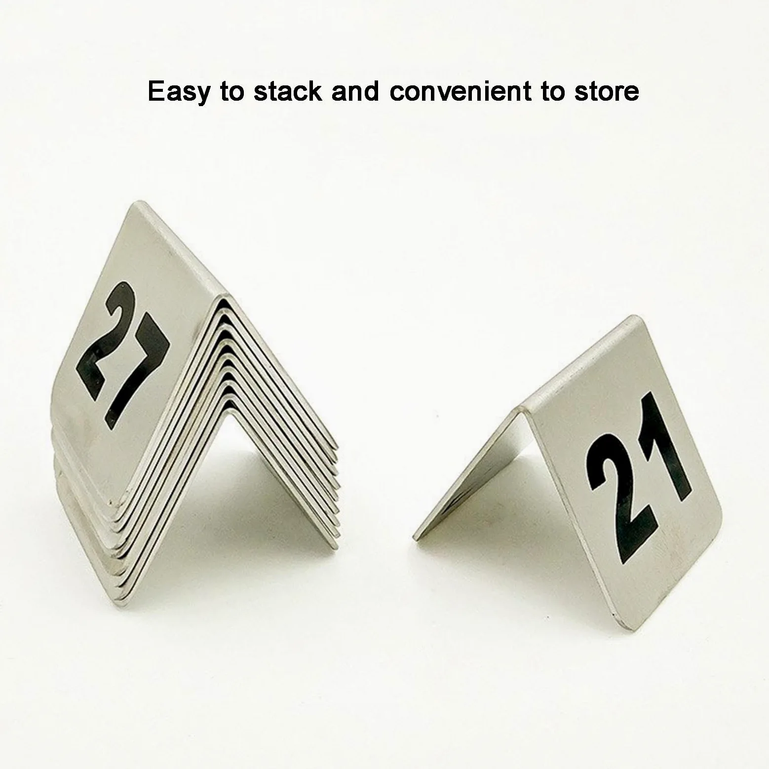 Placas De Números De Acero Inoxidable, Carteles For Asientos De Escritorio | Reutilizables, impermeables y resistentes al aceite, resistentes y duraderos, apilables, con bordes redondeados(8*6cm)