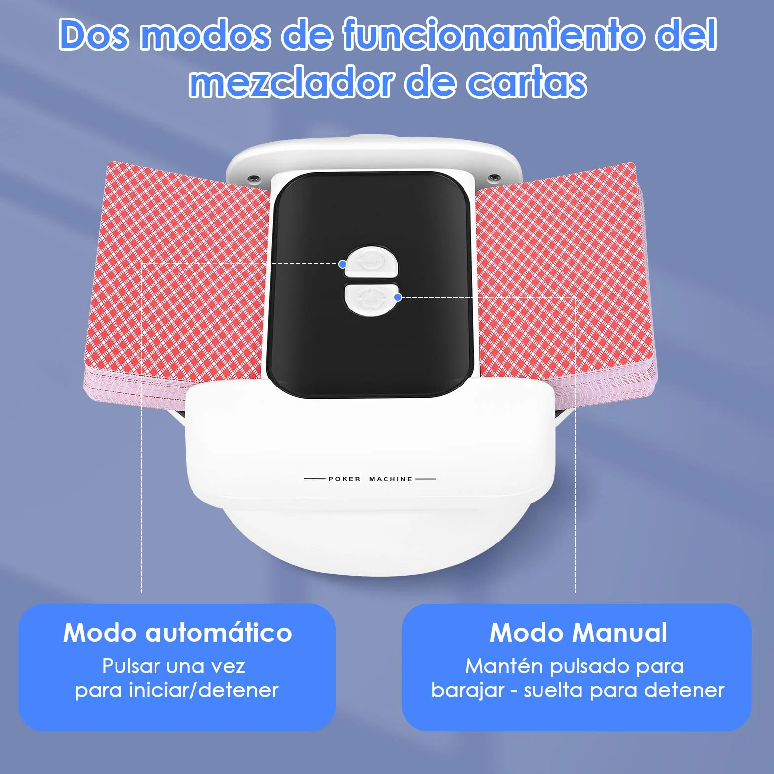 Barajador de Cartas Automático Recargable para 1-2 Barajas, Bajo Ruido, Póquer, UNO, Blackjack