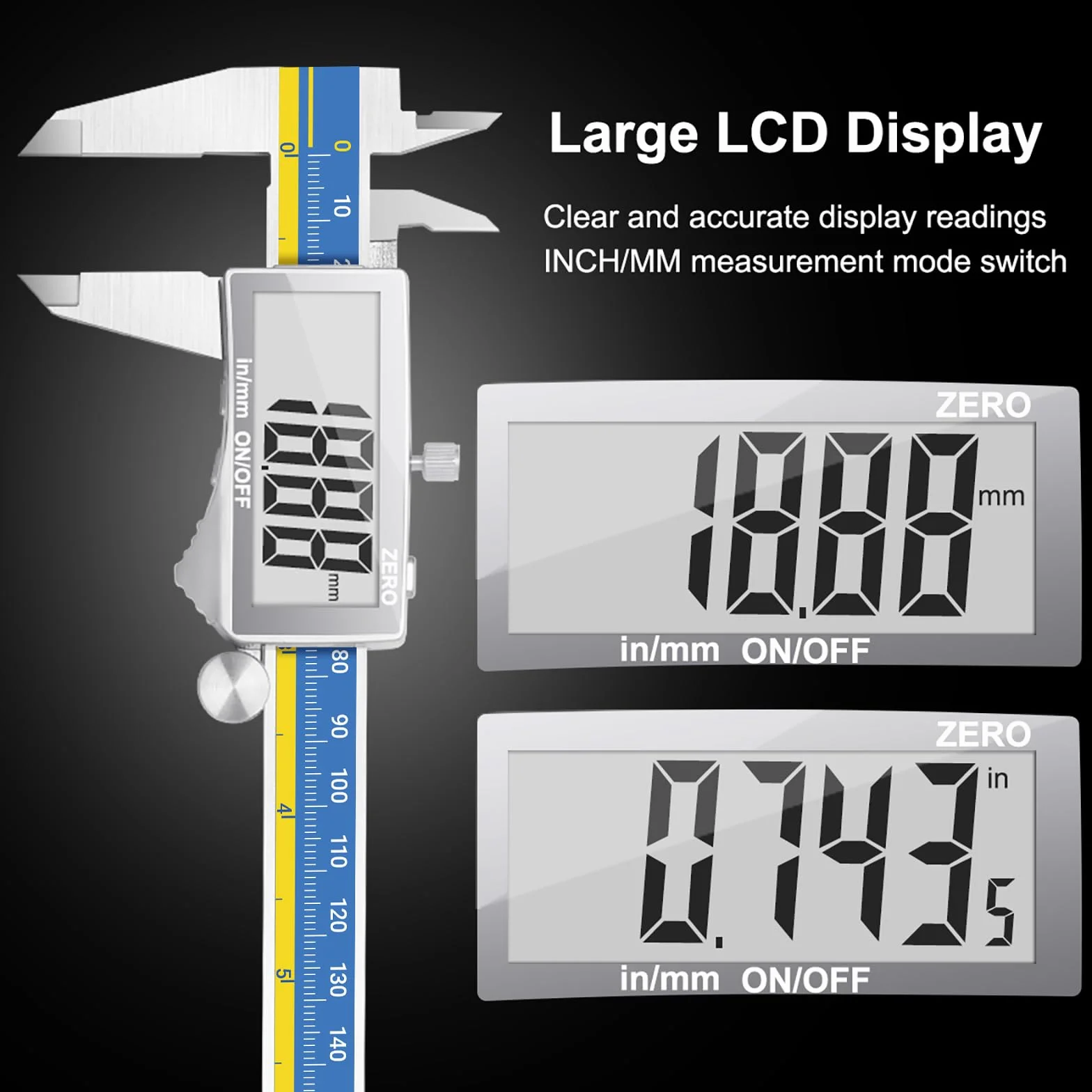 Preciva Pie de Rey Digital de Acero Inoxidable 150mm, Calibrador Electrónico con Pantalla LCD, Medición Interior Exterior Profundidad