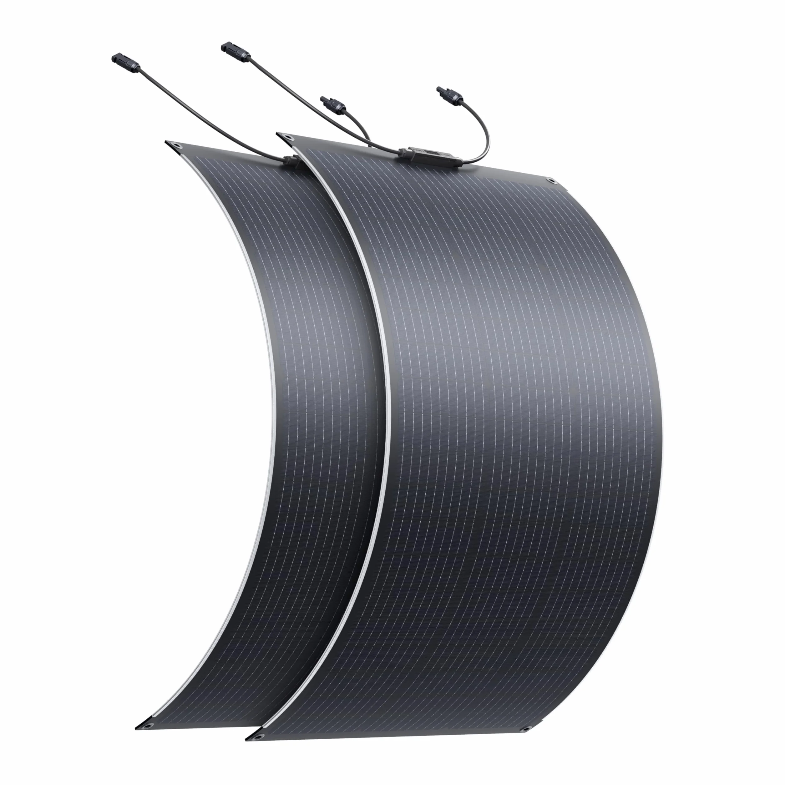 BLUETTI 2 Paneles Solares Flexibles de 100W para Sistema Solar 48V RV, 23,4% Alta Eficiencia, Flexible 240°, Panel Solar IP67 para Autocaravanas, Camping, Embarcaciones y Superficies Curvas