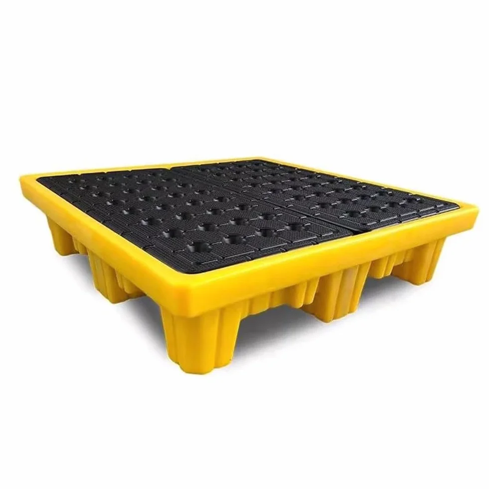 Paleta modular de contención de derrames, plataforma de contención de derrames de tambor, paleta de plástico a prueba de fugas (120 x 120 x 18 cm)