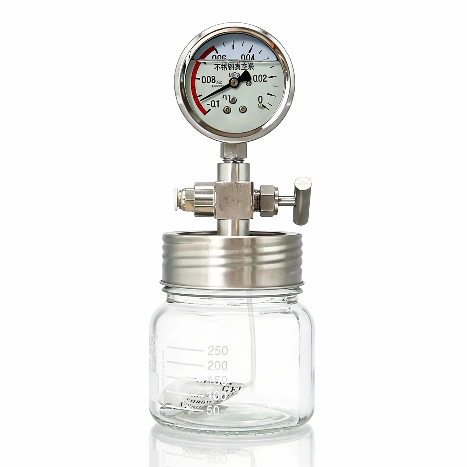 Cámara de vacío, tanque de almacenamiento de desgasificación con medidor de vacío, ideal para conservación de muestras de laboratorio y almacenamiento de muestras químicas/biológicas, 250 ml/500 ml