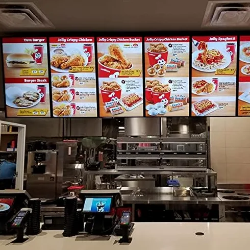 Caja de luz LED delgada de 50 x 40 cm, tablero de menú montado en la pared para restaurantes y cafeterías con retroiluminación AP E Display Sign llamativo cartel publicitario